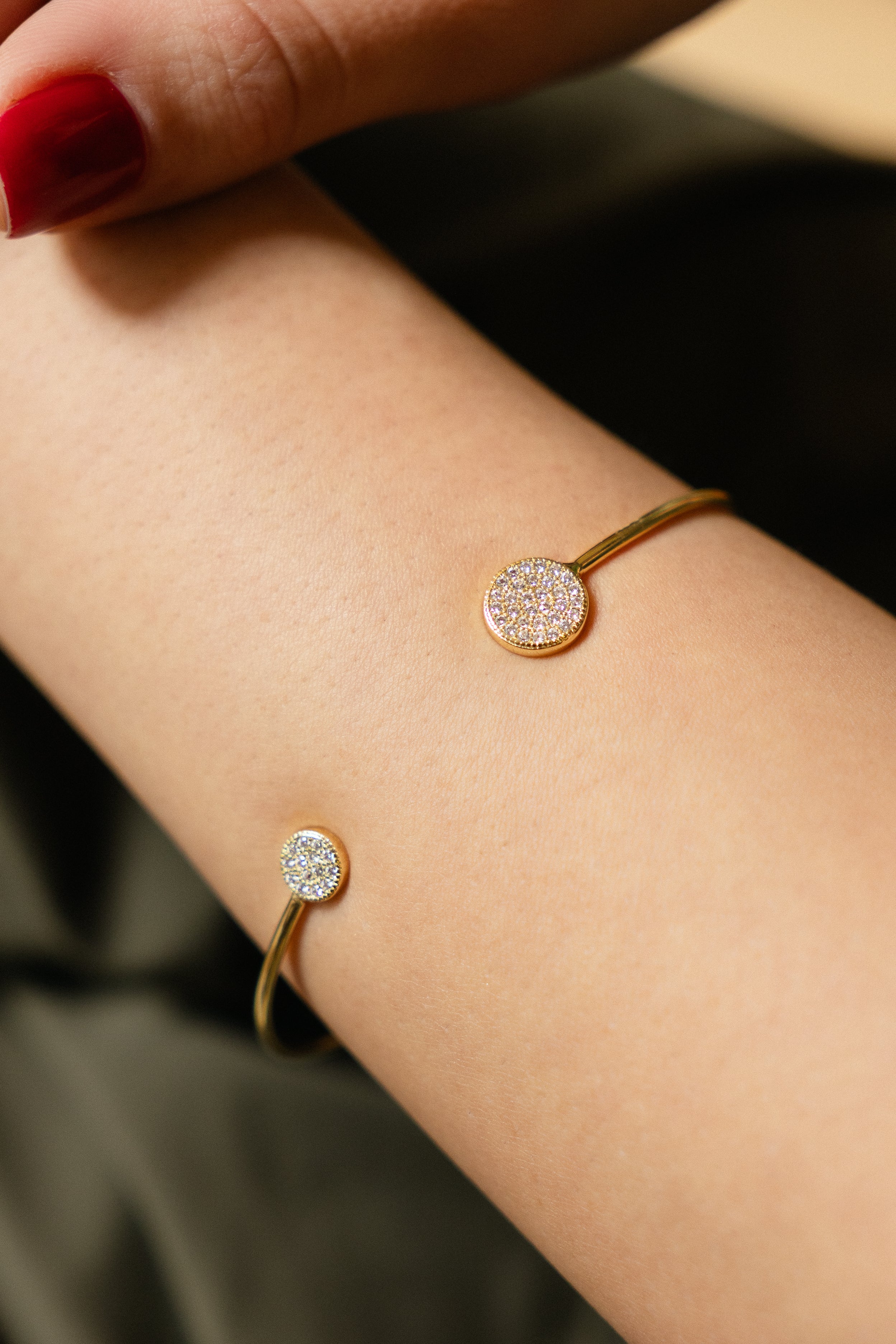 Pulsera Brassy Open Cuff Double Pave