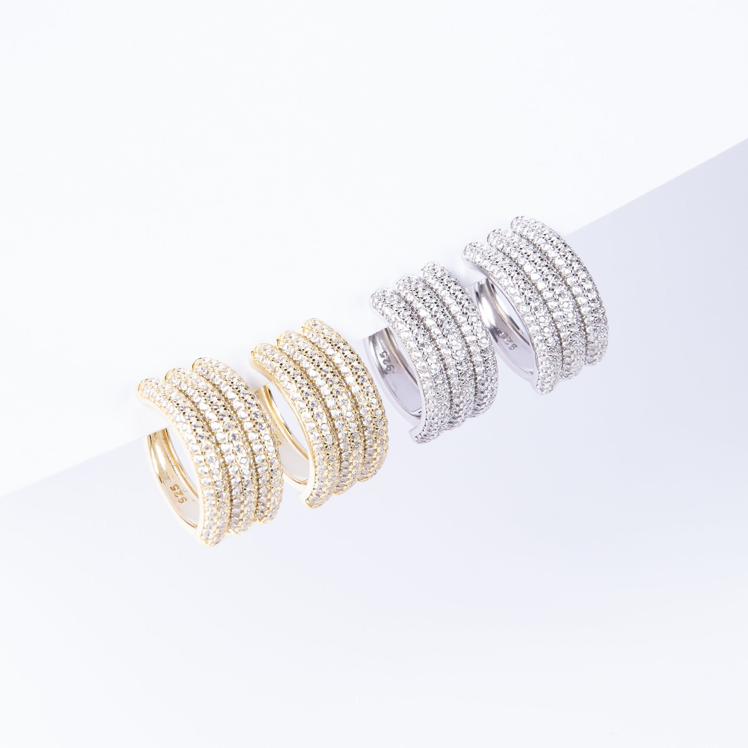 Aro Triple Strand Cz Hoop