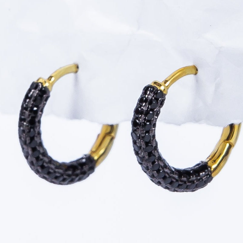 Aro Black Half CZ Huggie