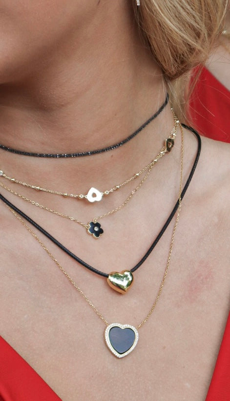 Collar Chunky Heart Leather Choker