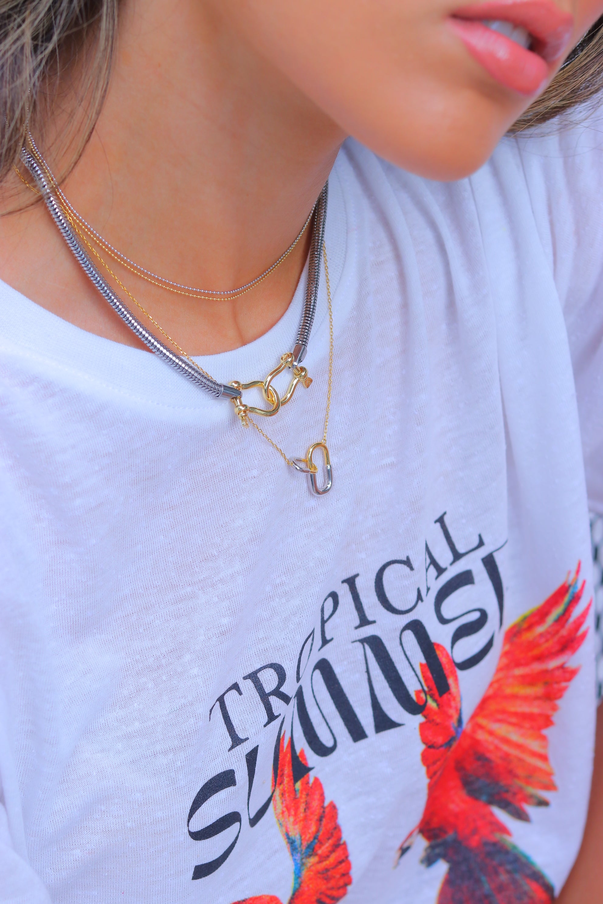 Collar Bicolor Double Link Necklace