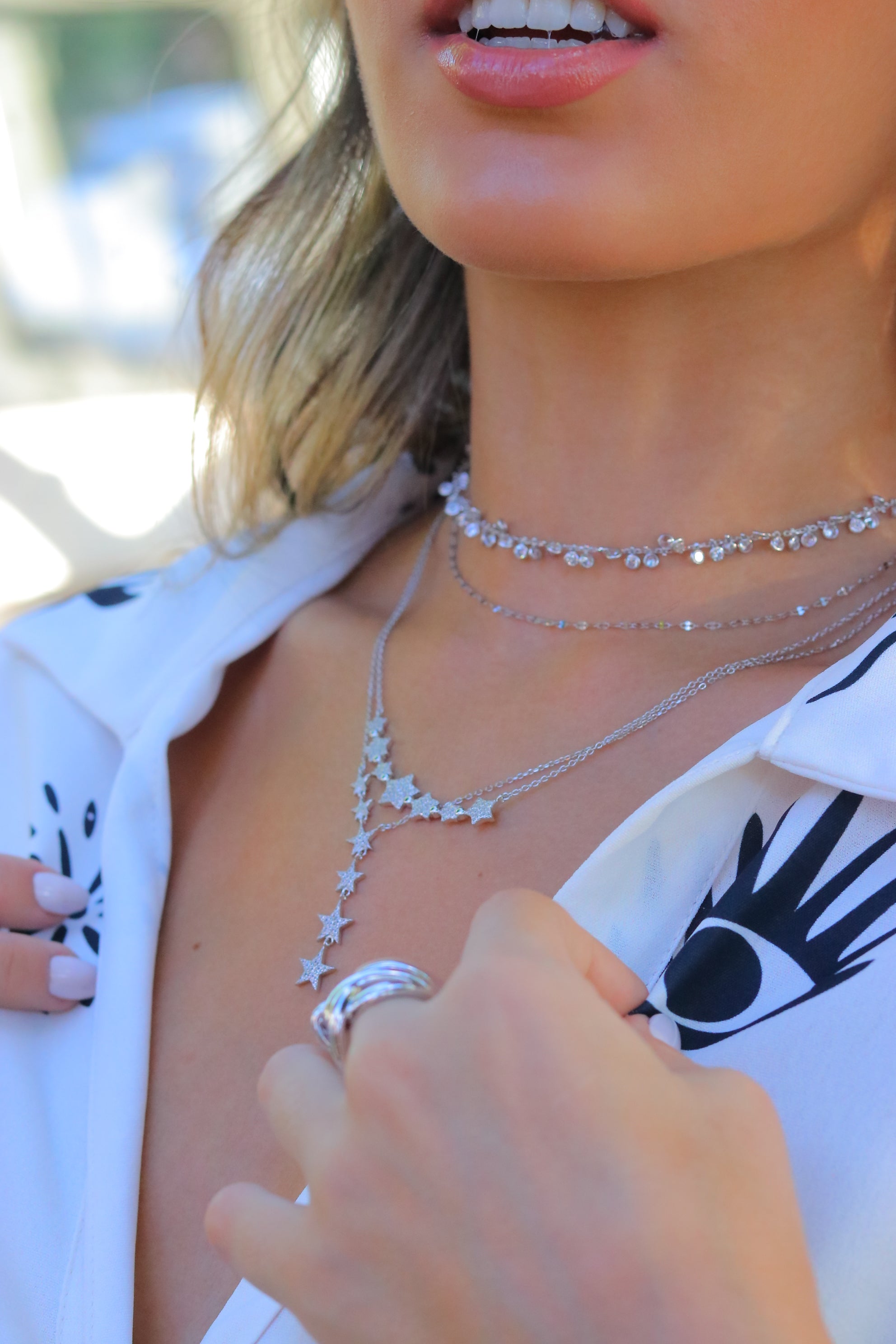 Collar 7 Bar Star Necklace Silver