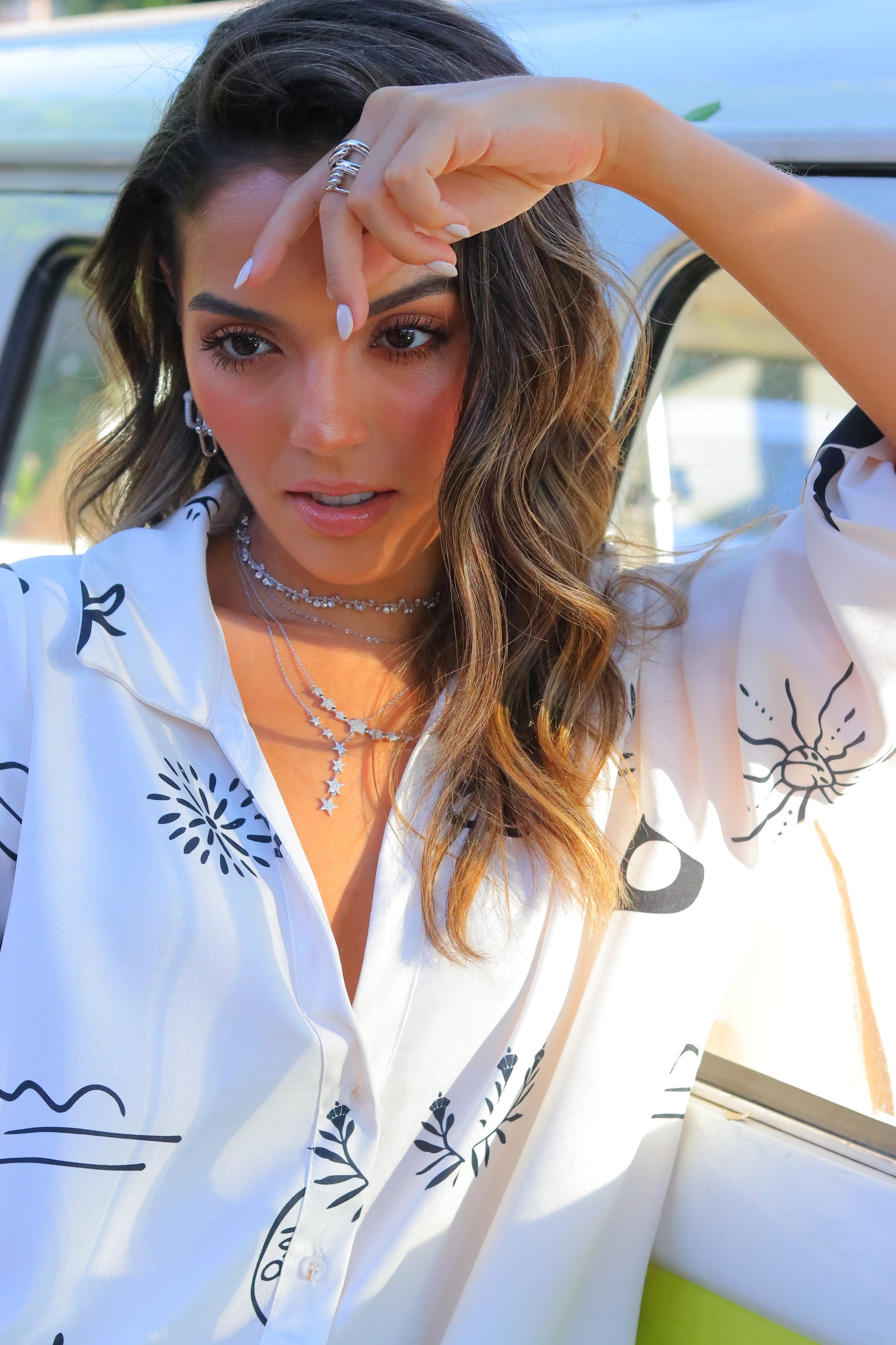 Collar 7 Bar Star Necklace Silver