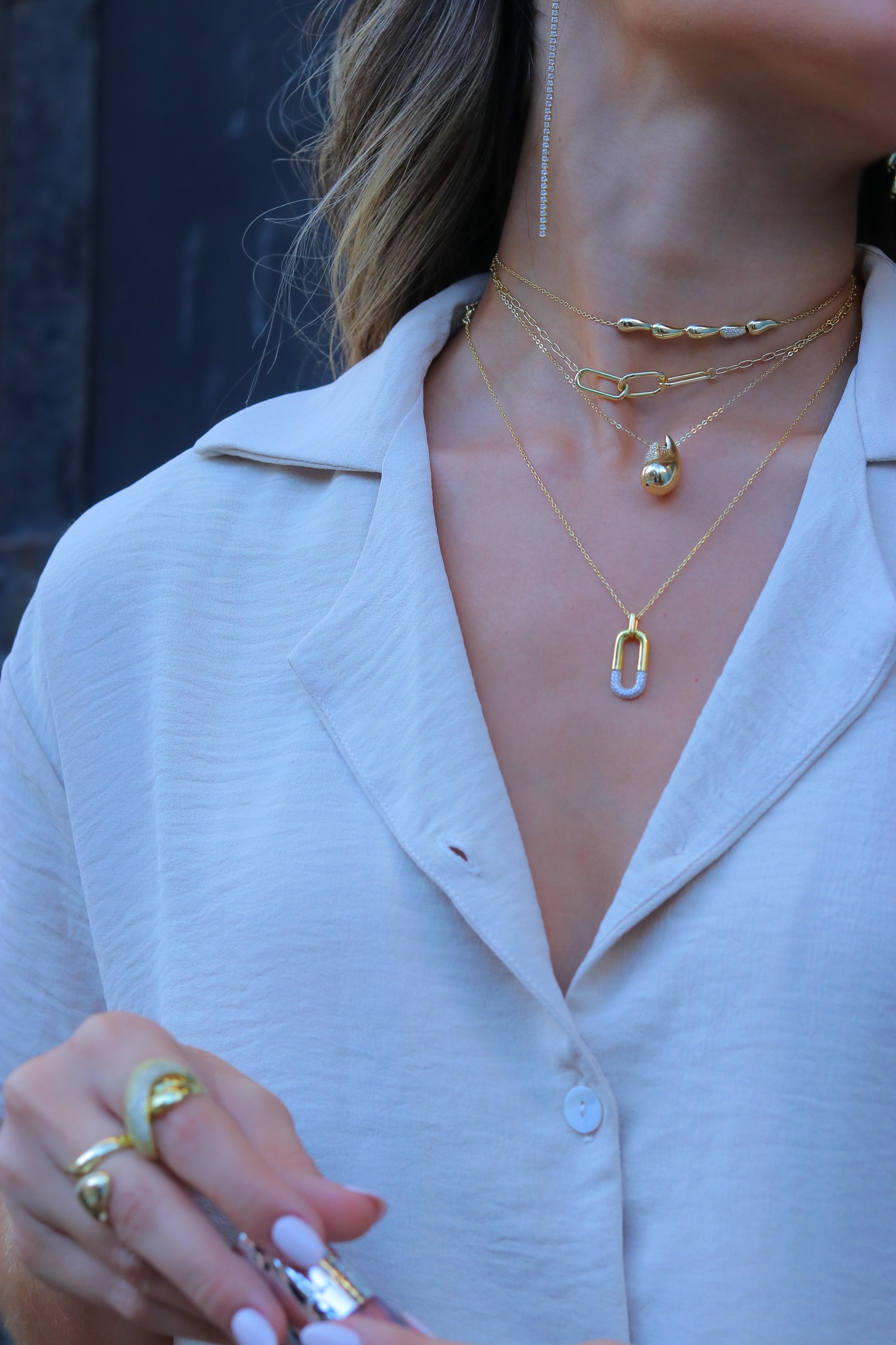 Collar Bicolor Single Link Necklace