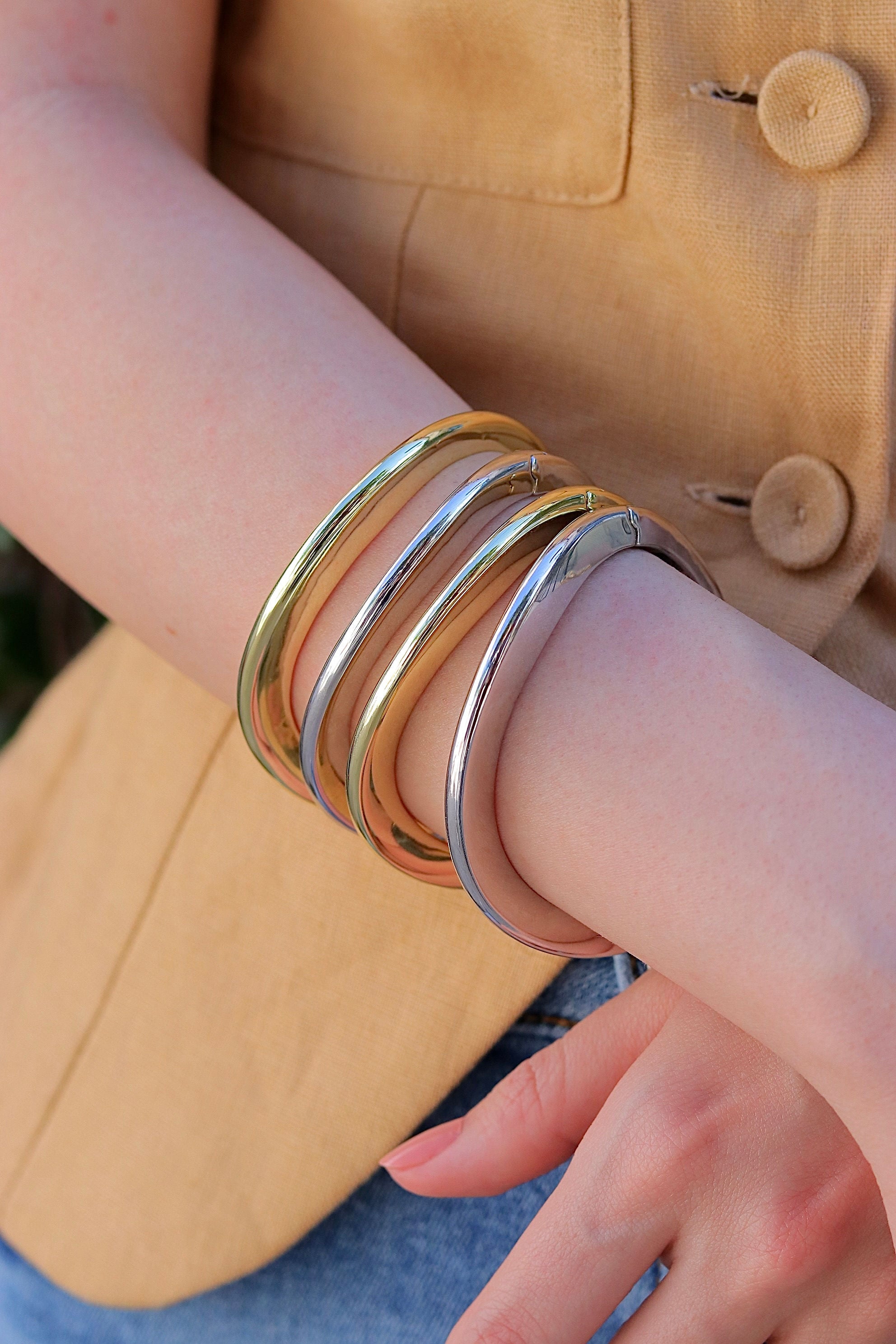 Pulsera Stainlesss Steel Irregular Thin Bracelet