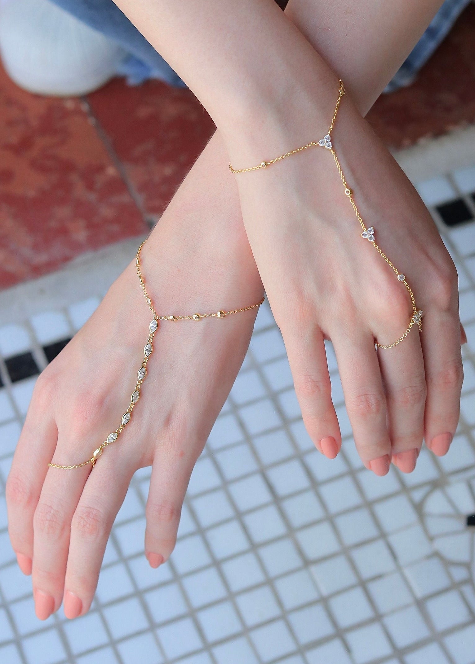 Pulsera Y CZ Drops & Ring Bracelet