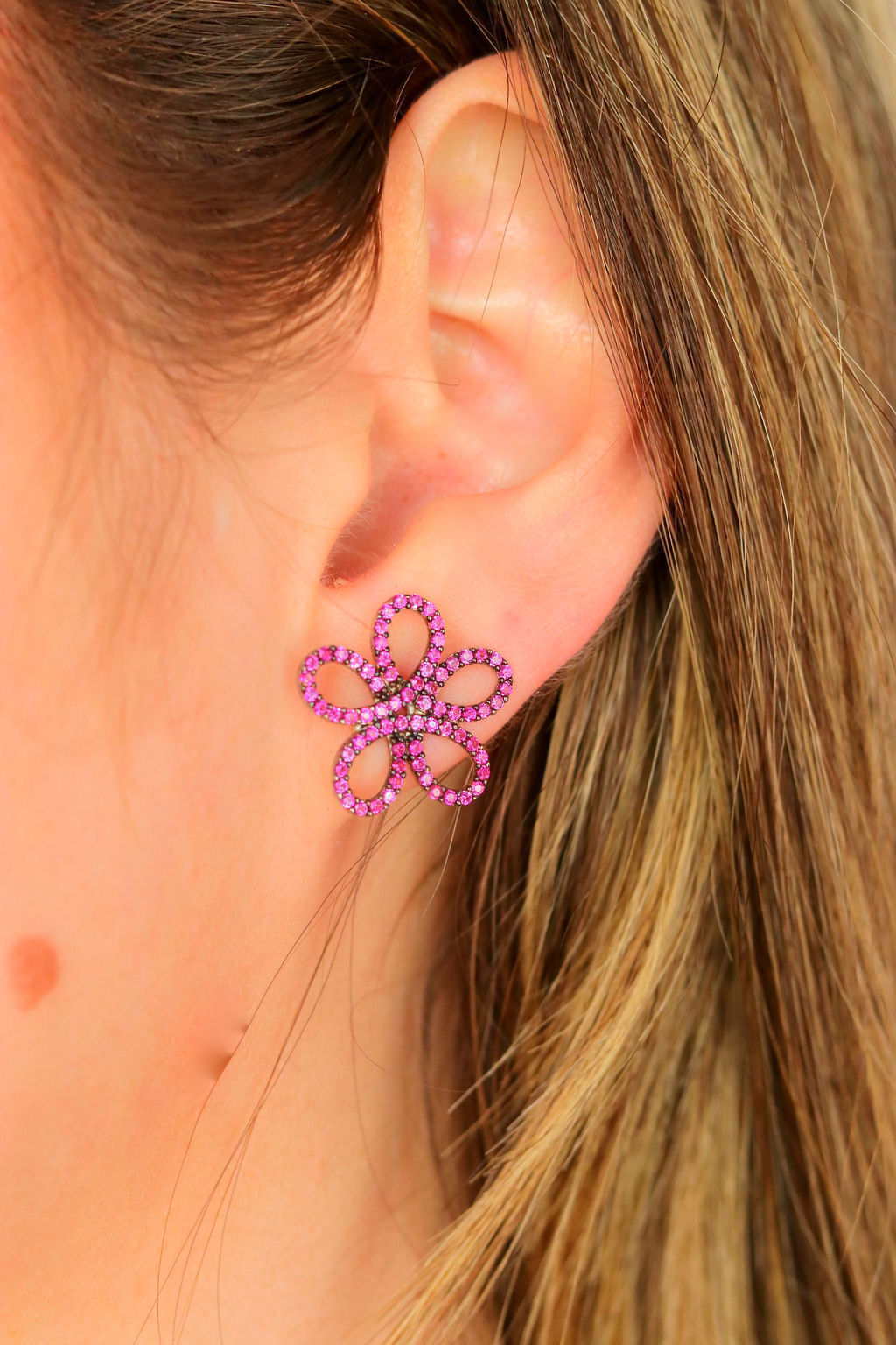 Aro Skinny Flower CZ Pink