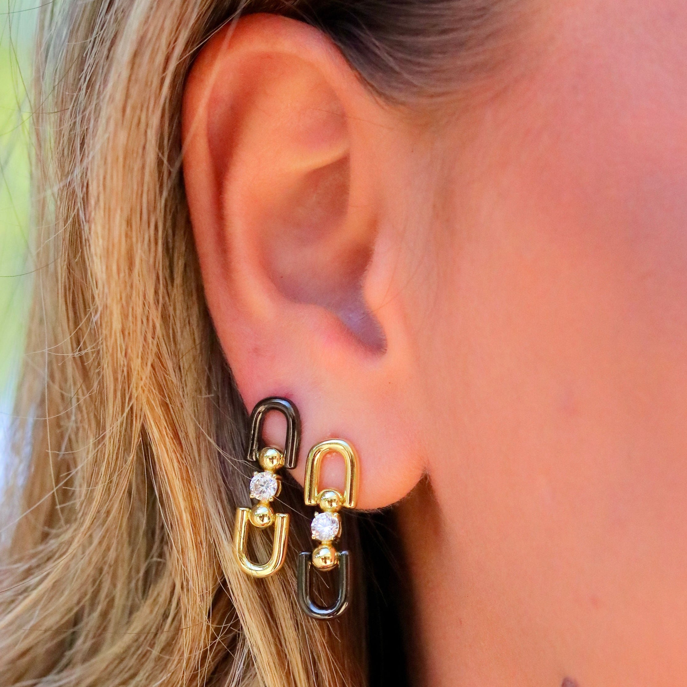 Aro Double Dangle Black & Gold