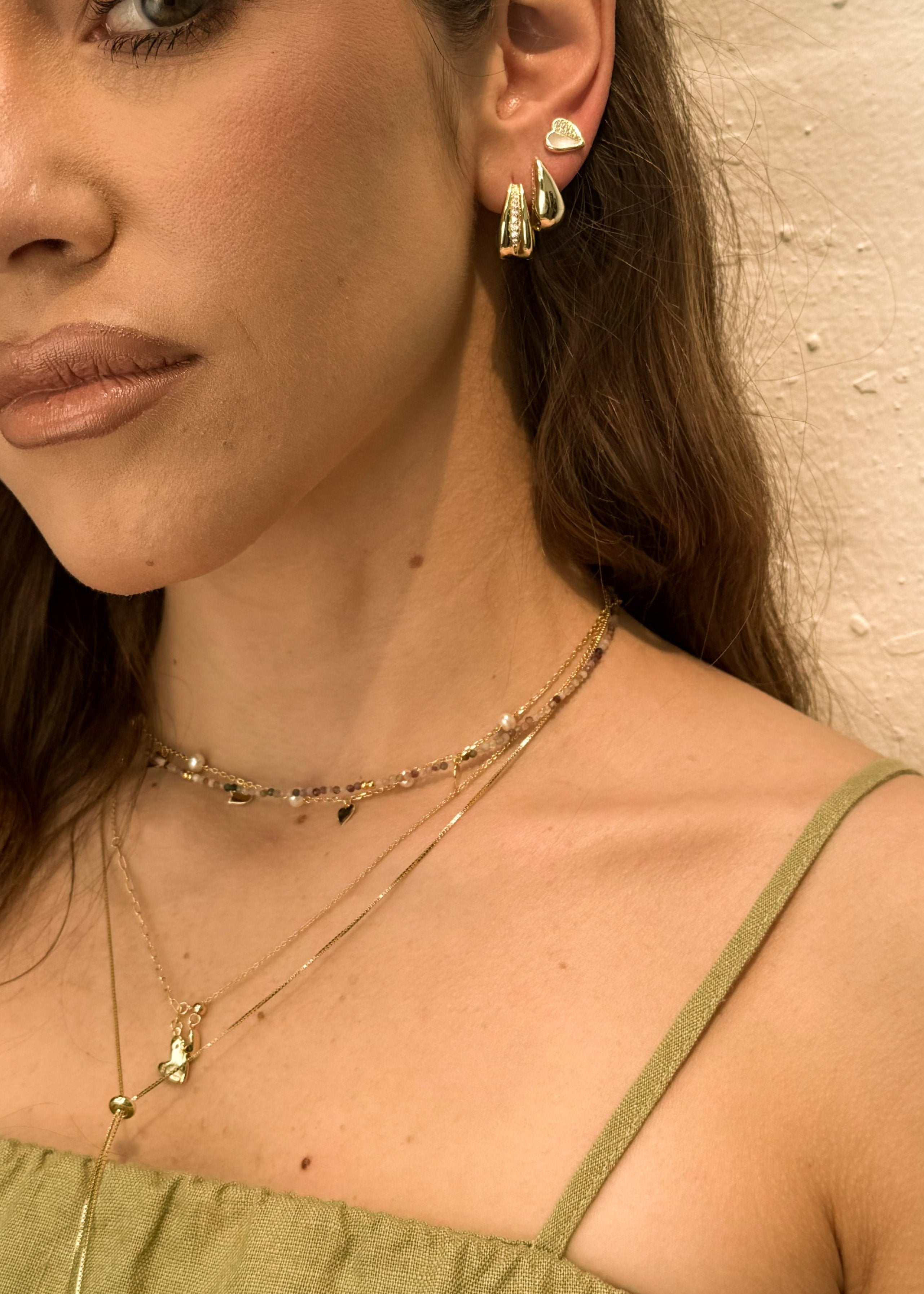 Aro New Drop Large Gold Sided CZ