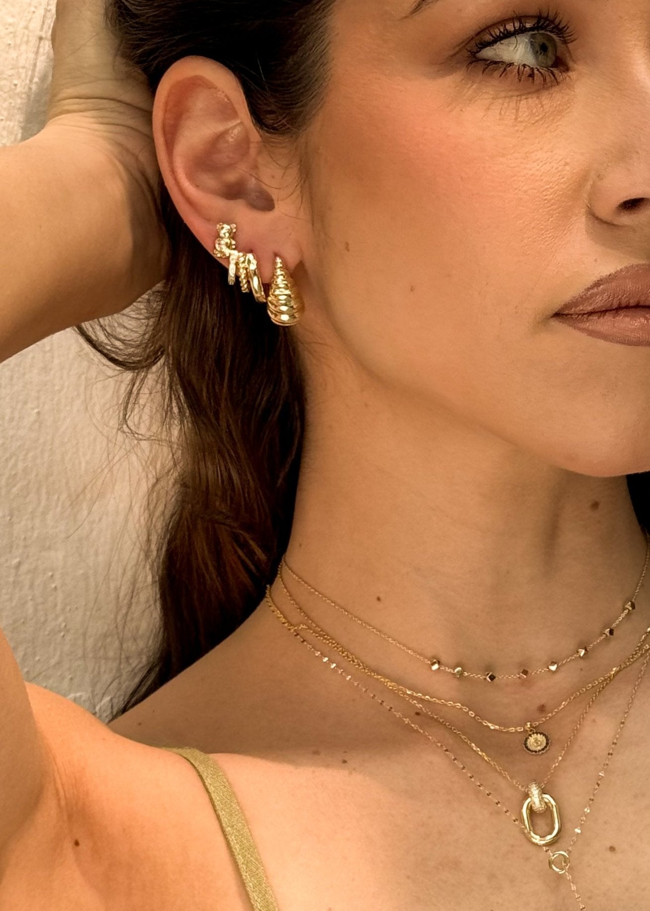 Aro Sterling Silver Twisted Drop Gold