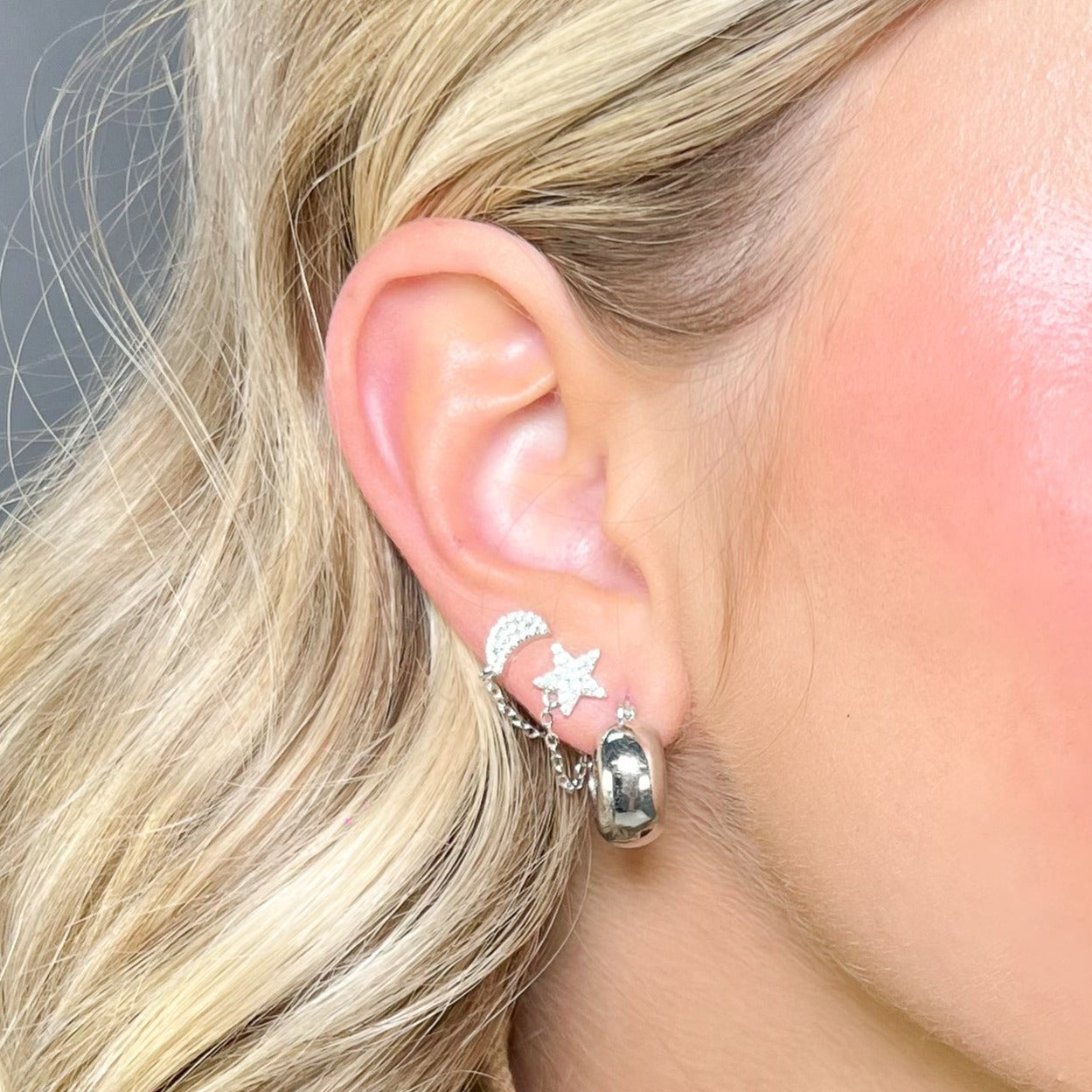 Aro Moon & Star Chain Stud