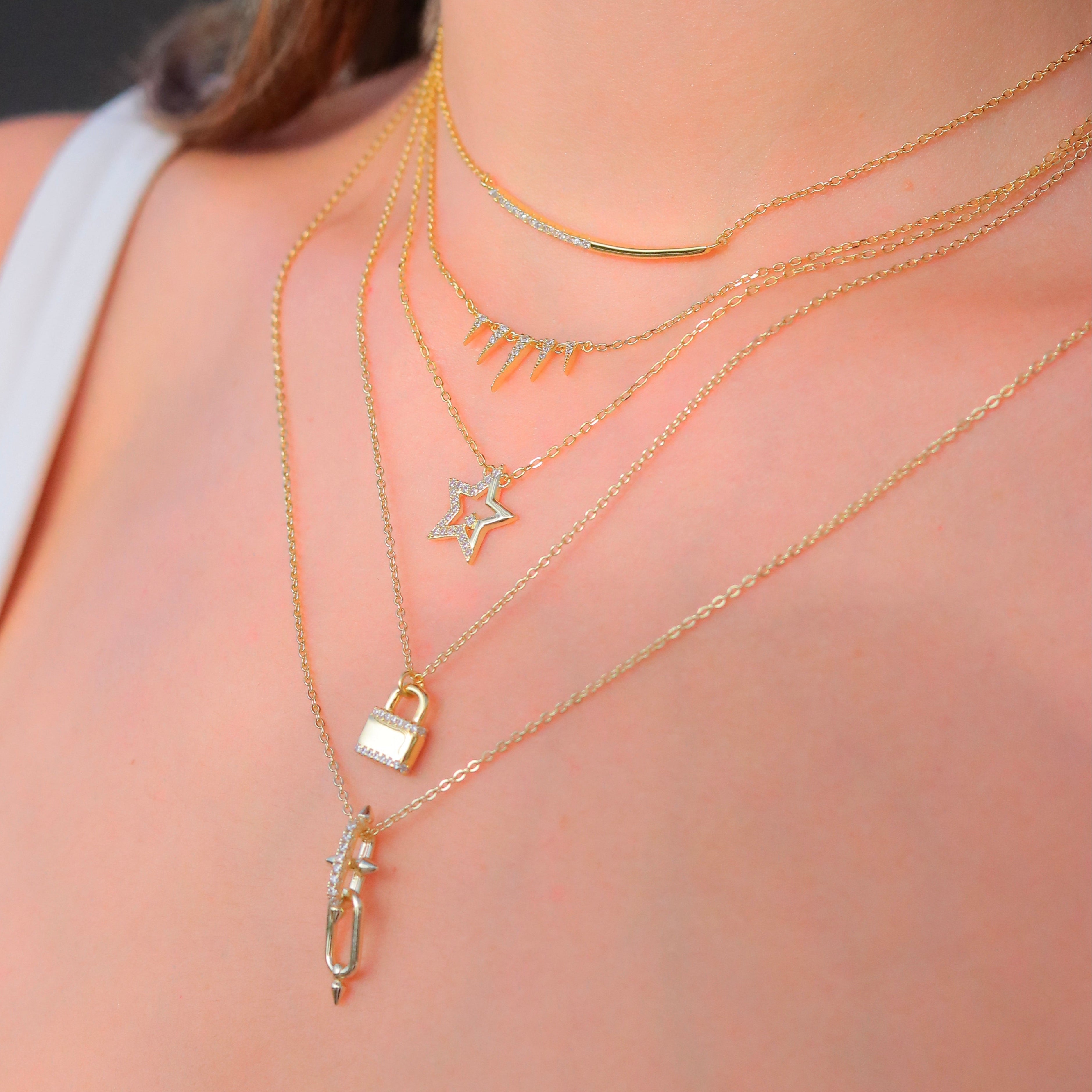 Collar Double Spike CZ Choker