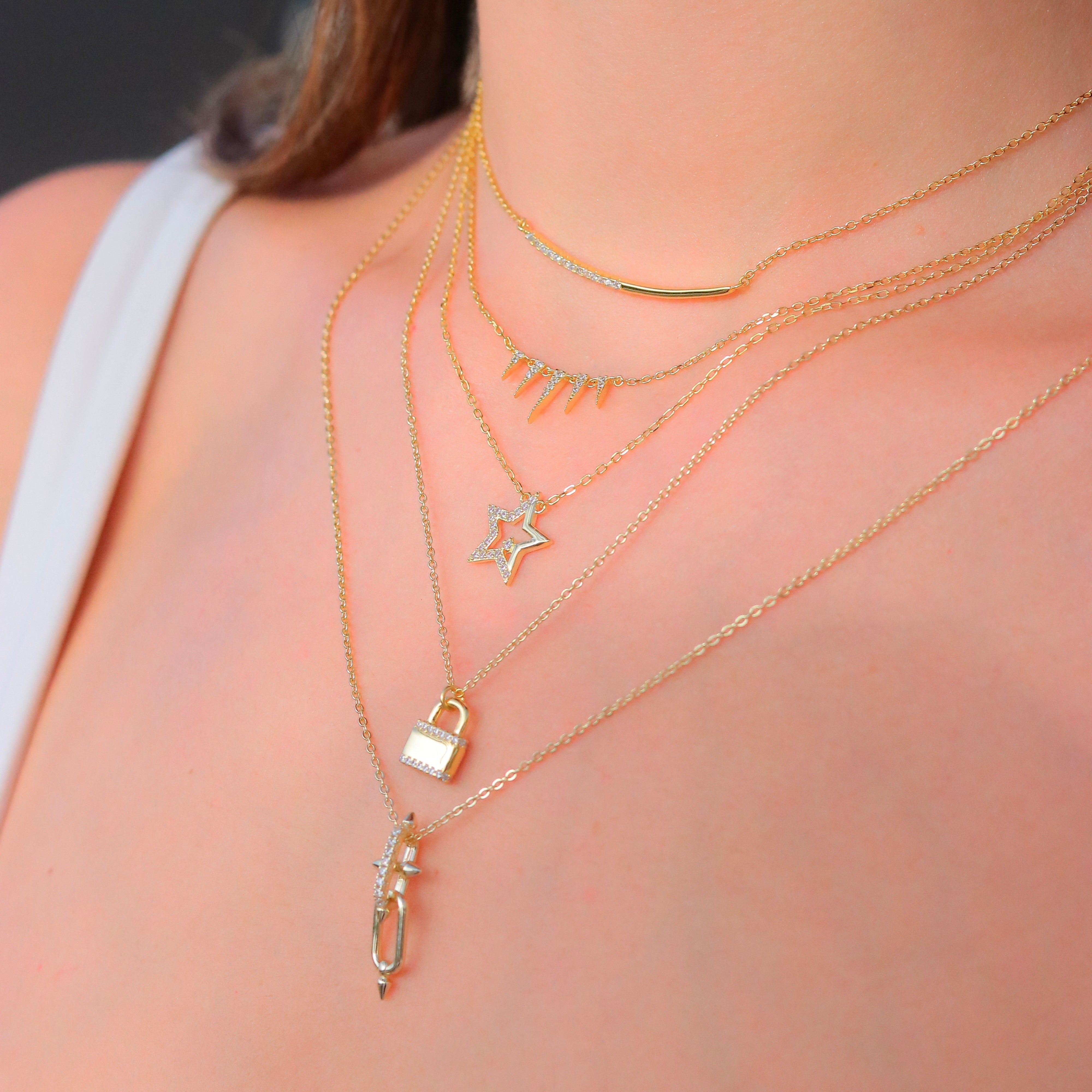 Collar CZ Half Thin Bar