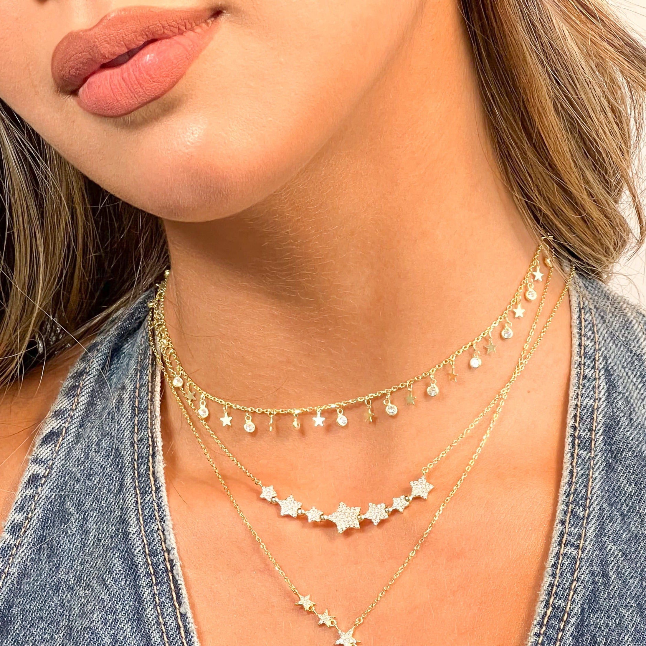 Collar 7 Bar Star Necklace Gold