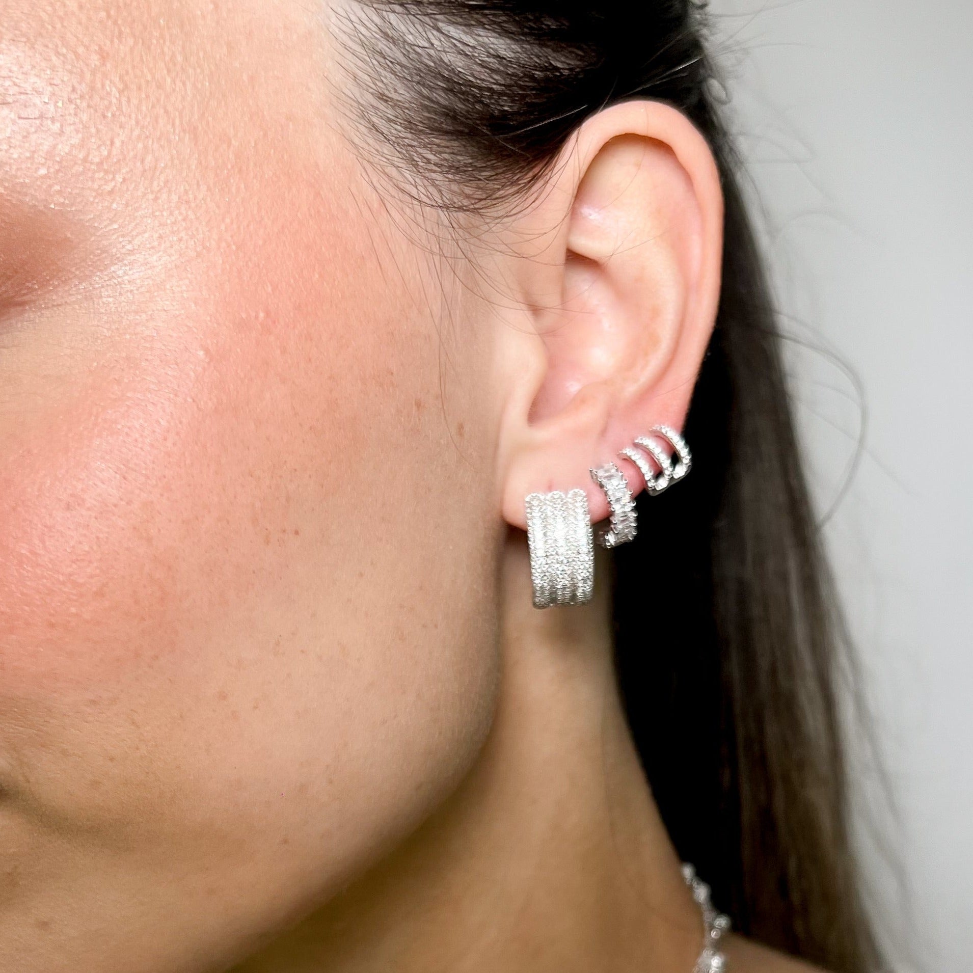 Aro Triple Strand Cz Hoop