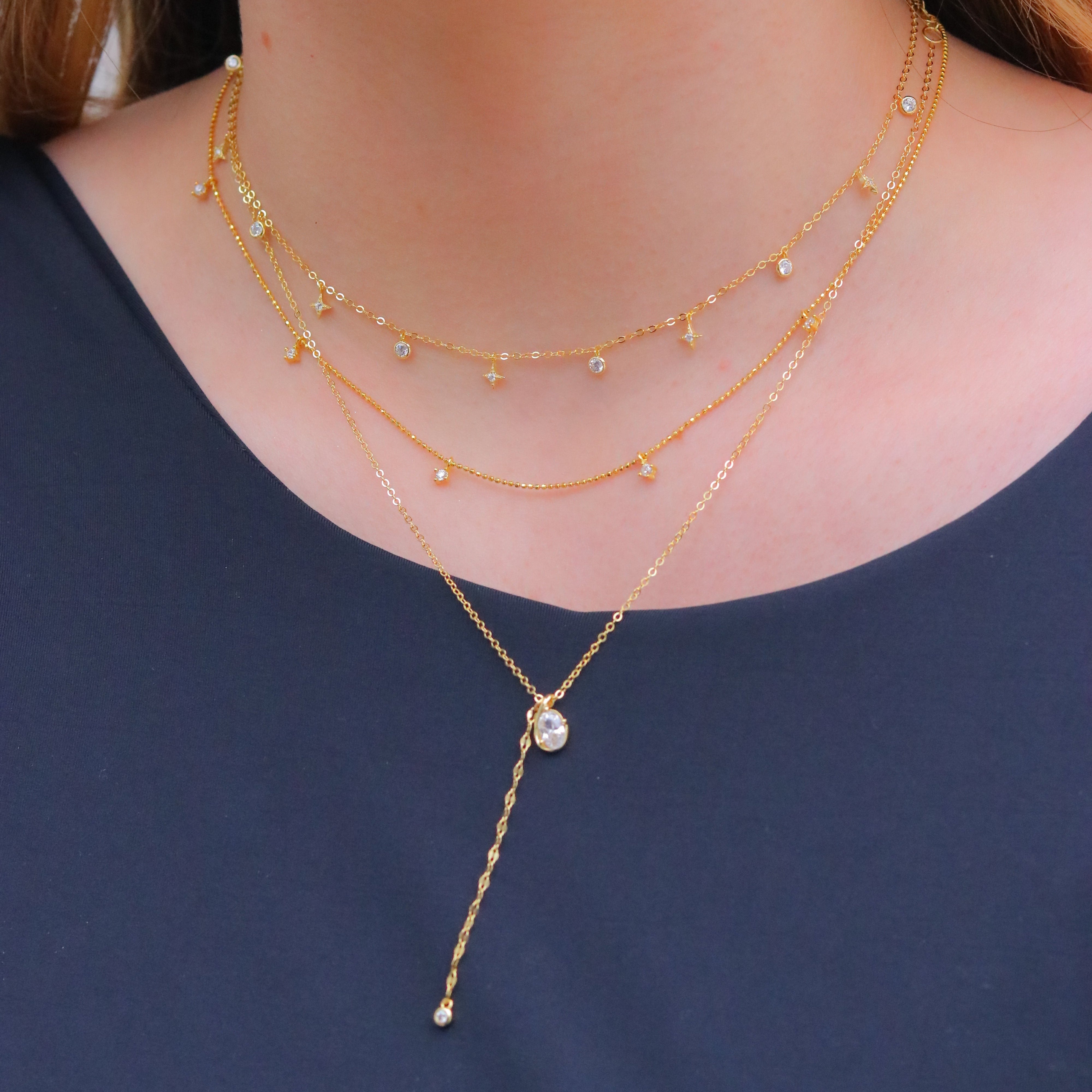 Collar Teardrop CZ Mirror Drop