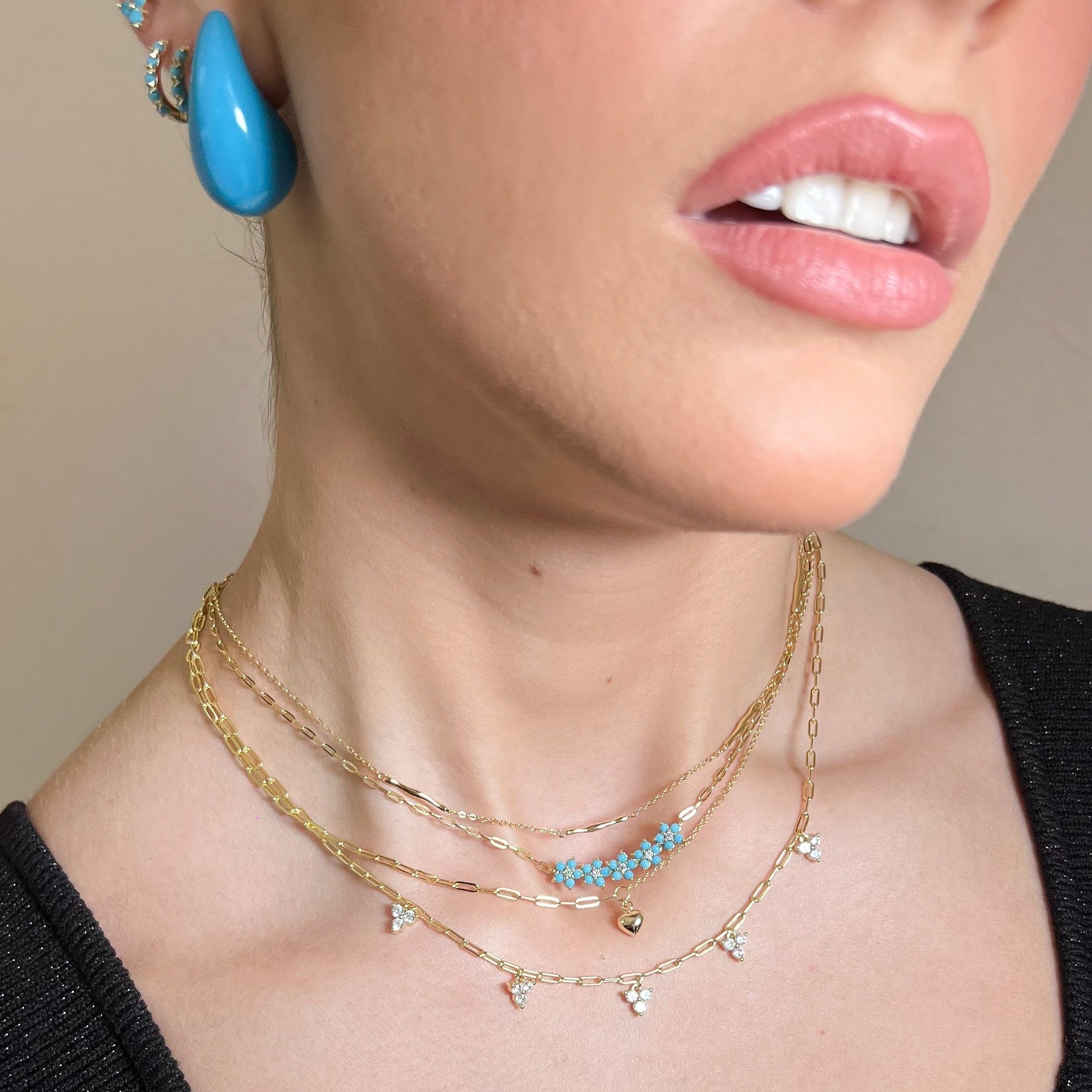 Collar 5 Turq Flower Necklace