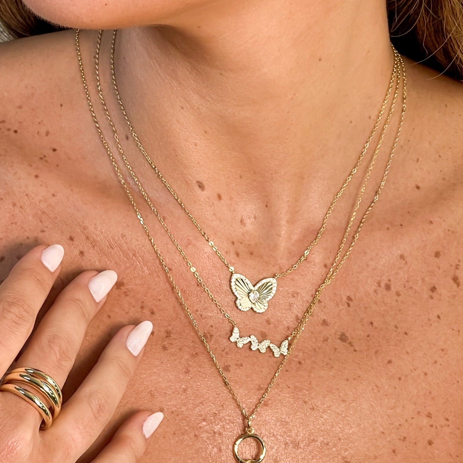 Collar Mirrored Cz Butterfly