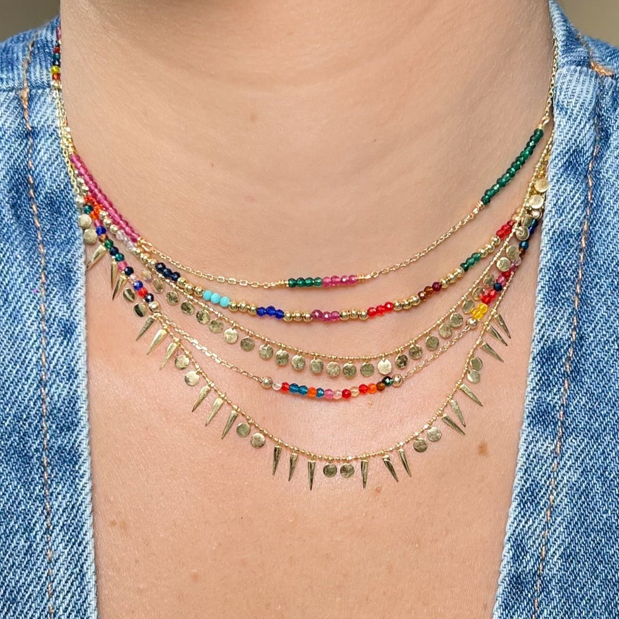 Collar Spikey & Plain Circle Bubbly Choker