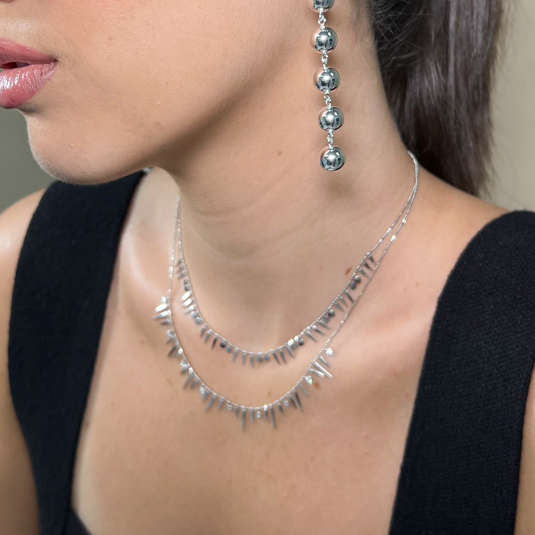Collar Spikey & Plain Circle Bubbly Choker