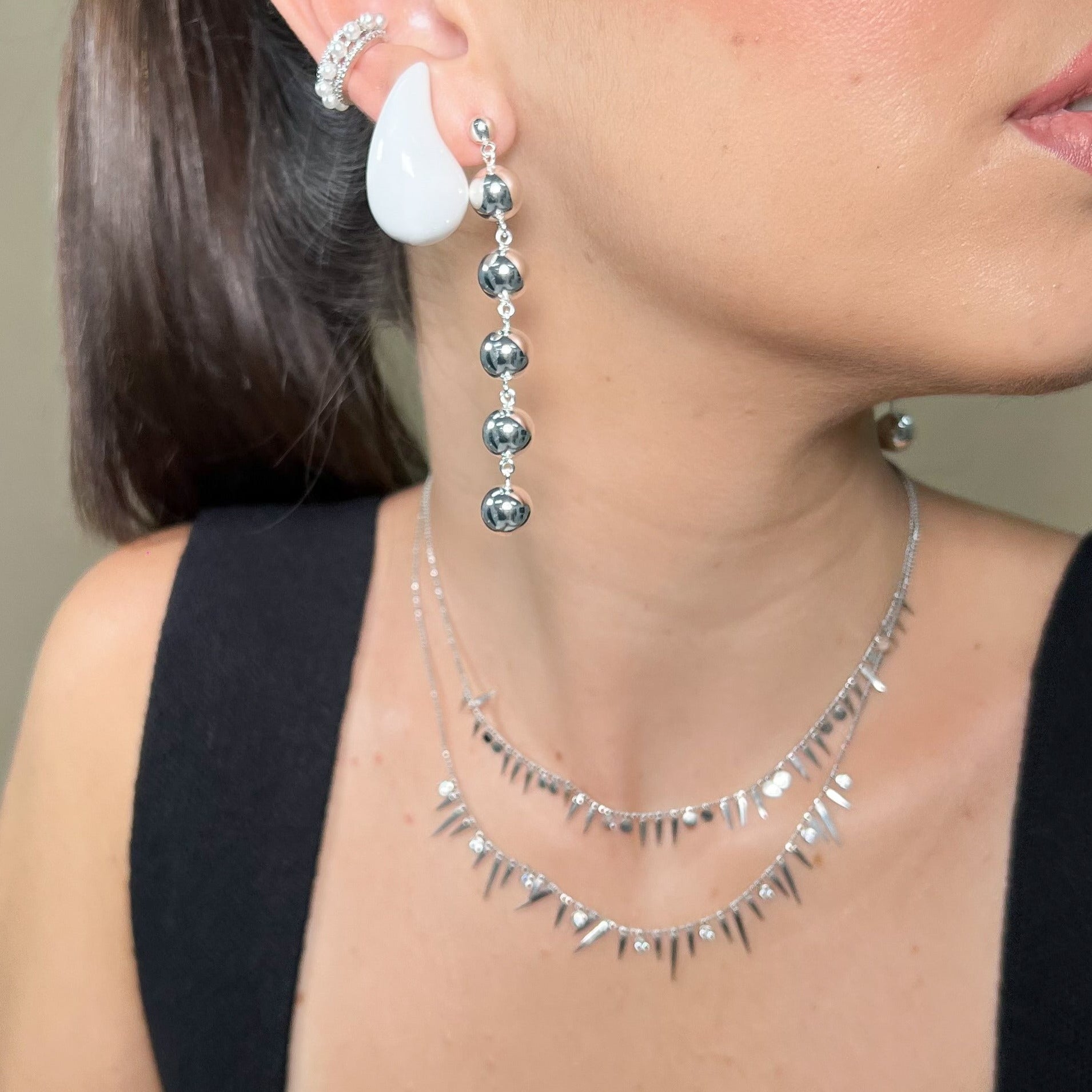 Collar Spikey & Cz Mini Bubbly Choker