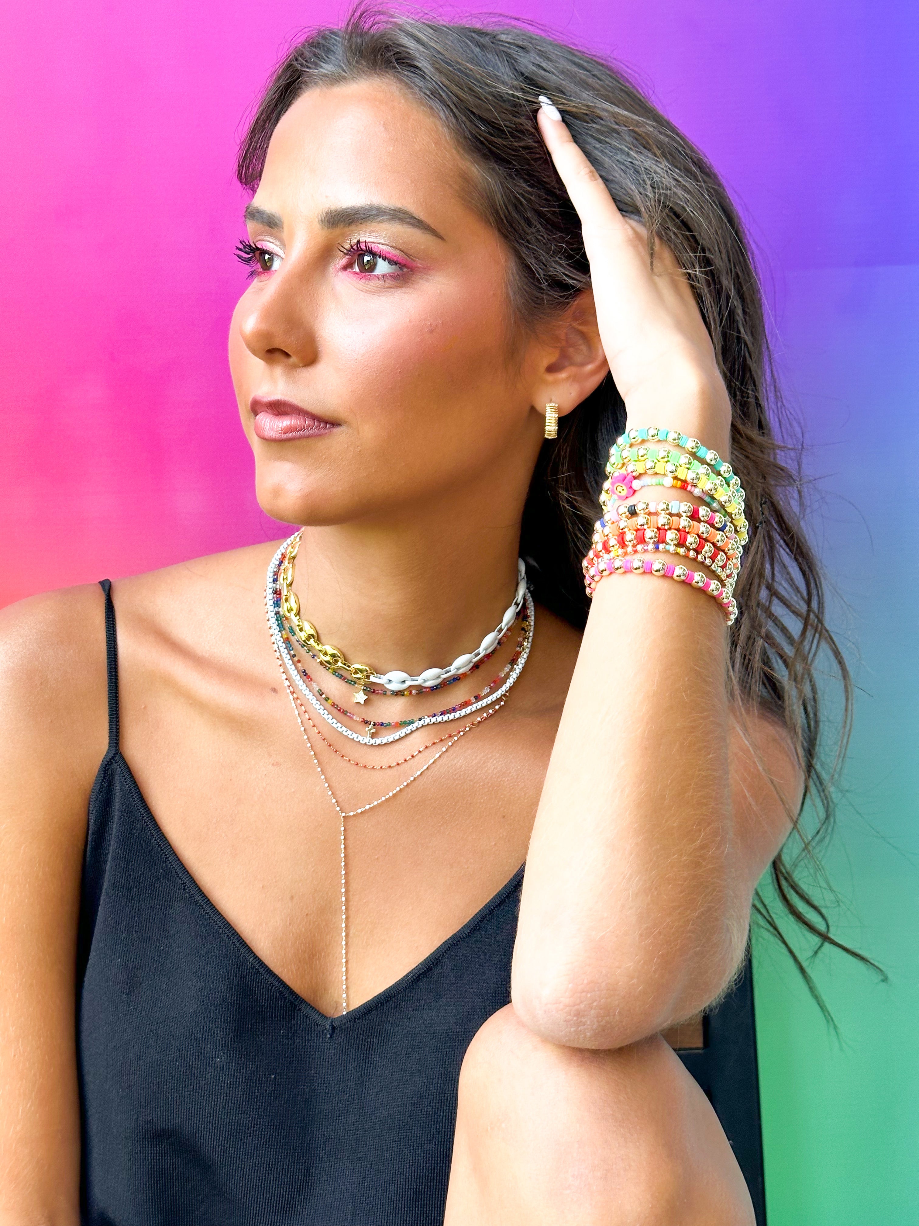 Collar Guc Enamel Gold Choker White