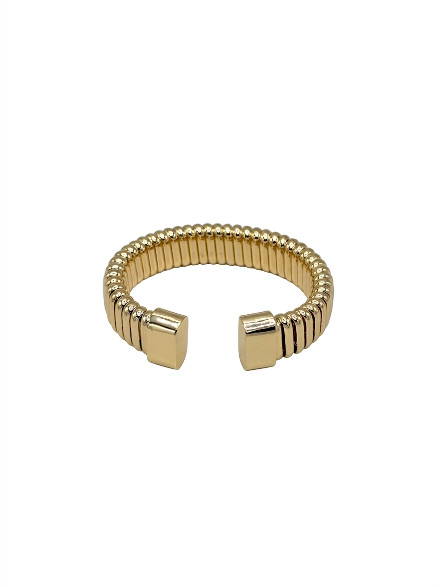 Pulsera Rigi Coil Plain Strips Gold Cuff
