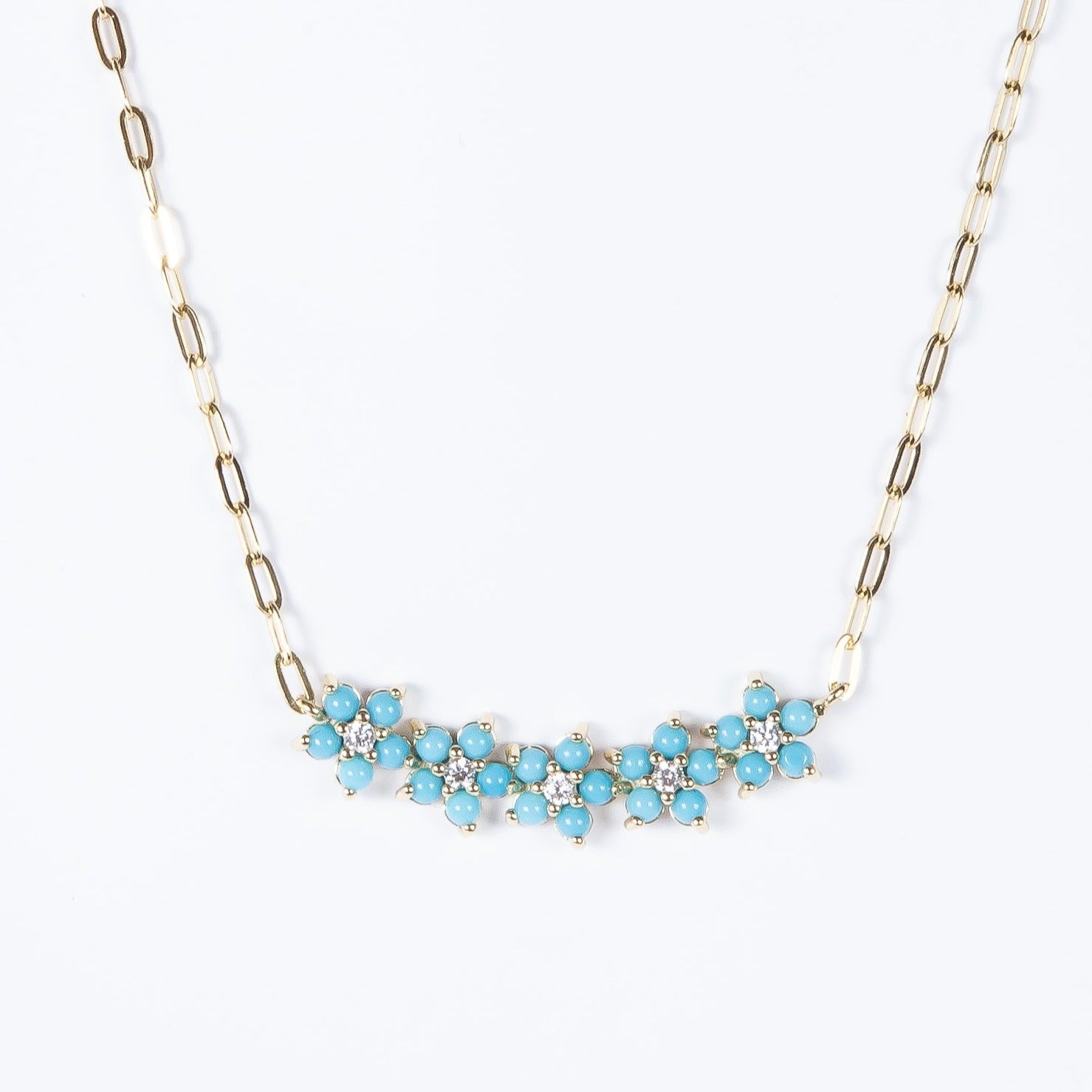 Collar 5 Turq Flower Necklace