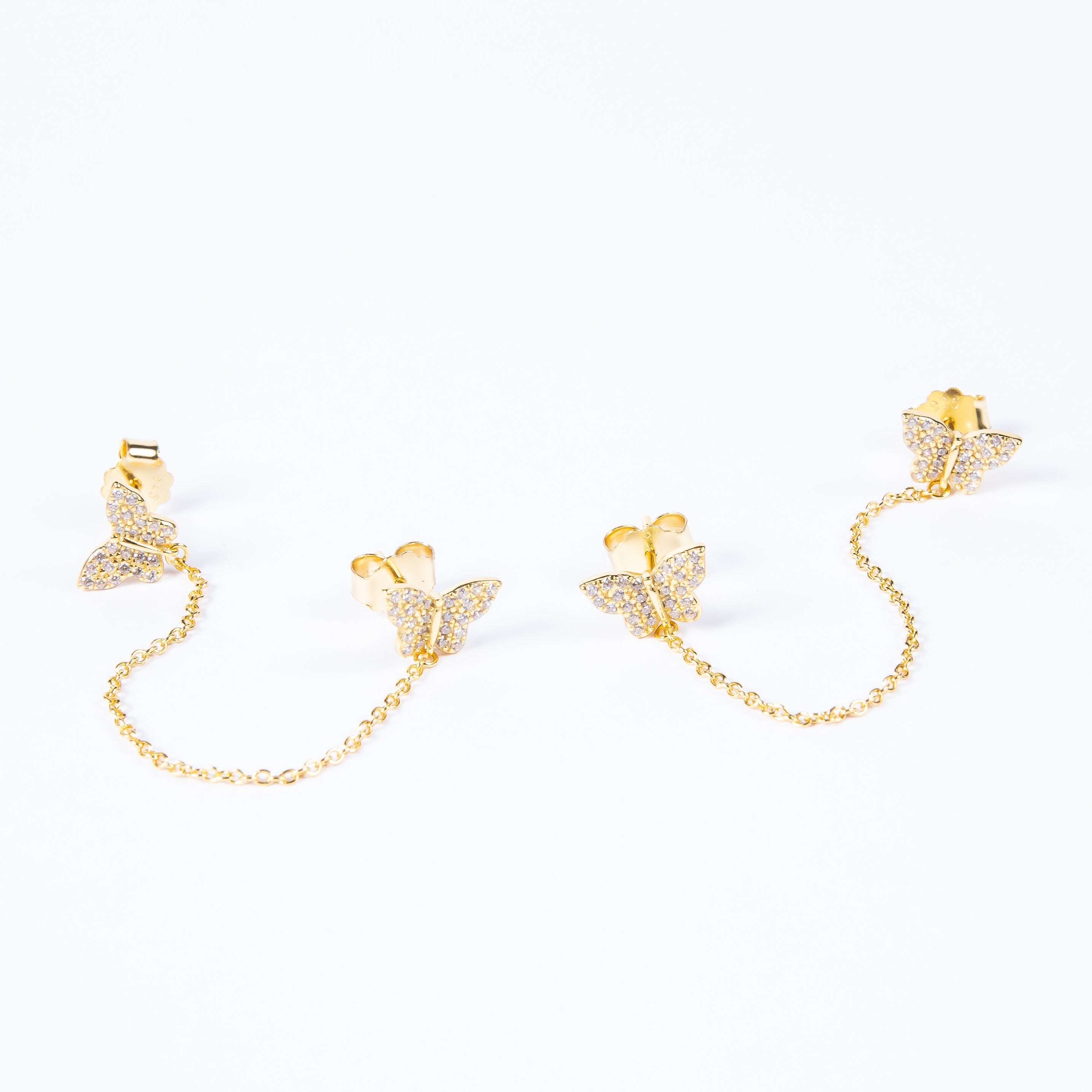 Aro Double Chain Butterfly Stud