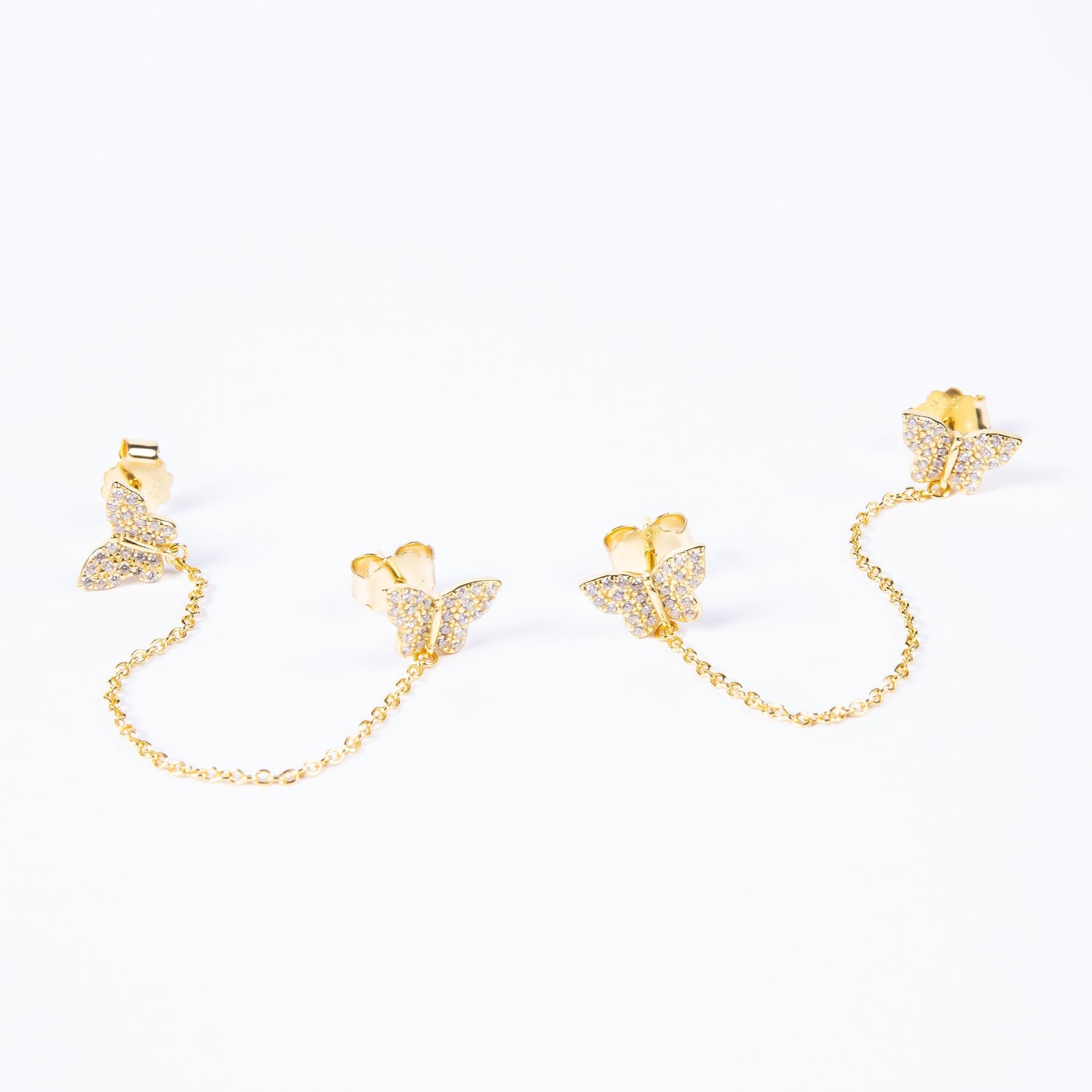 Aro Double Chain Butterfly Stud