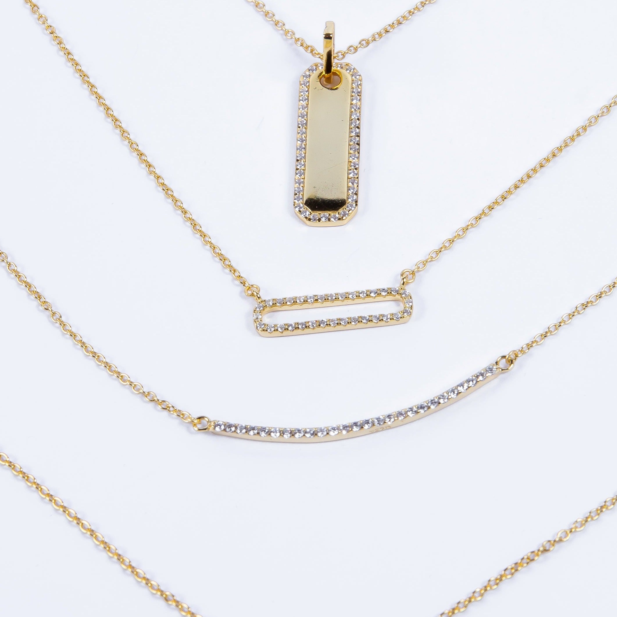 Collar Oval Link Cz Necklace Gold L
