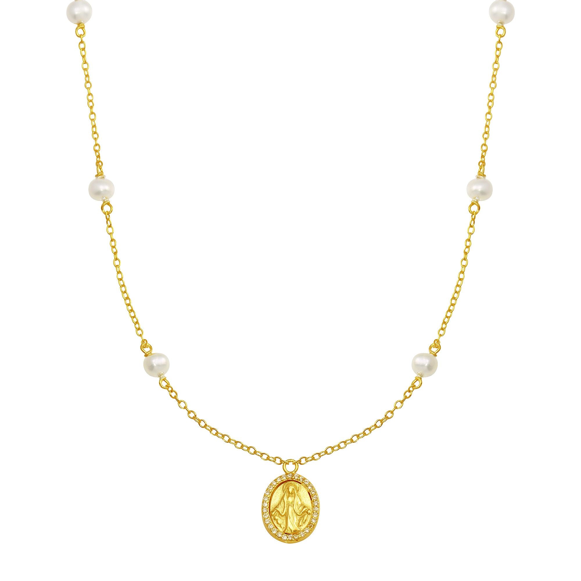 Collar CZ Virgin & Pearls
