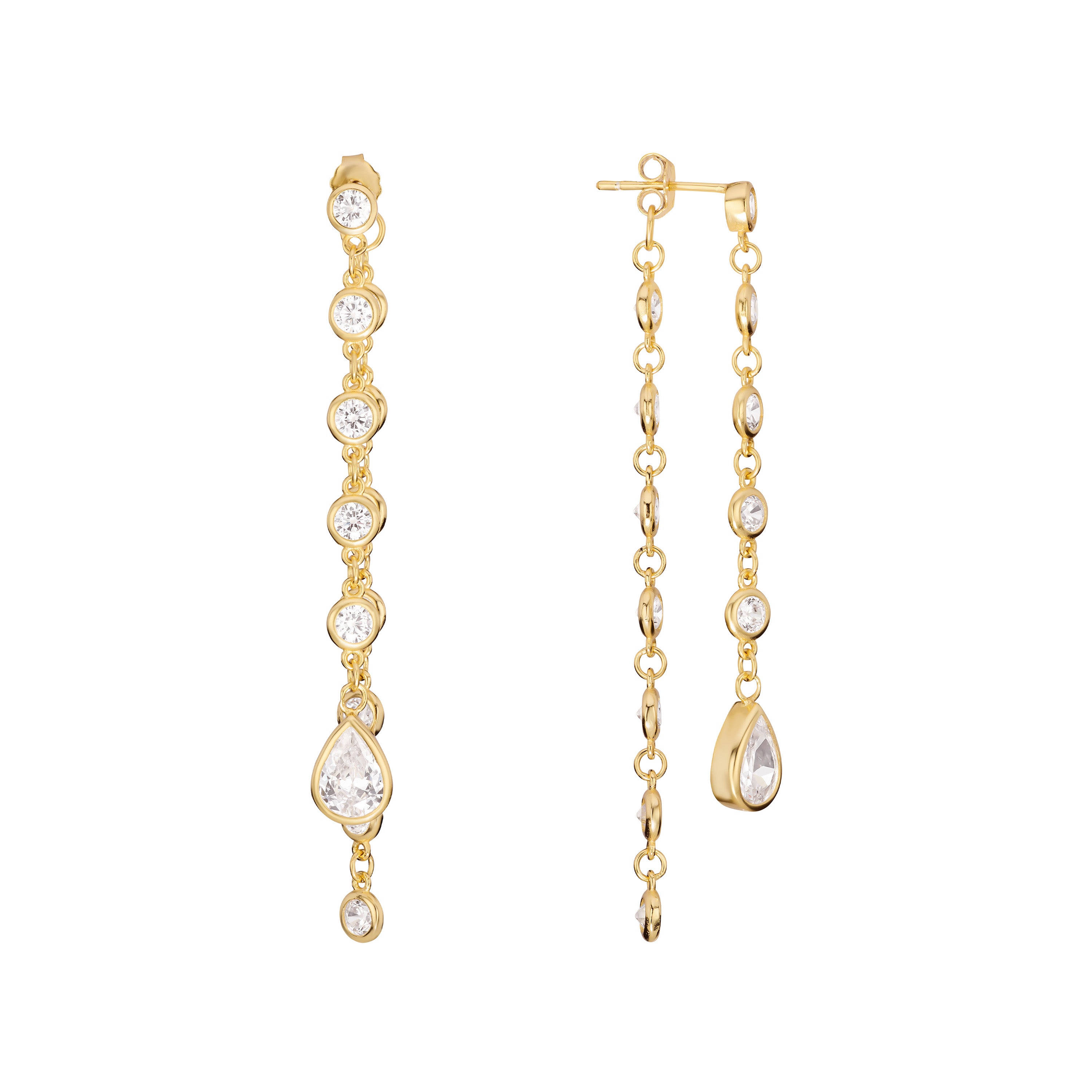 Aro CZ Drop Double Dangle Teardrop