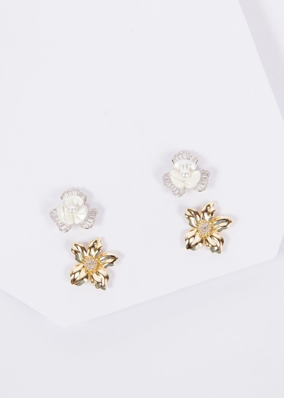 Aro Bagui & Flower Stud Silver