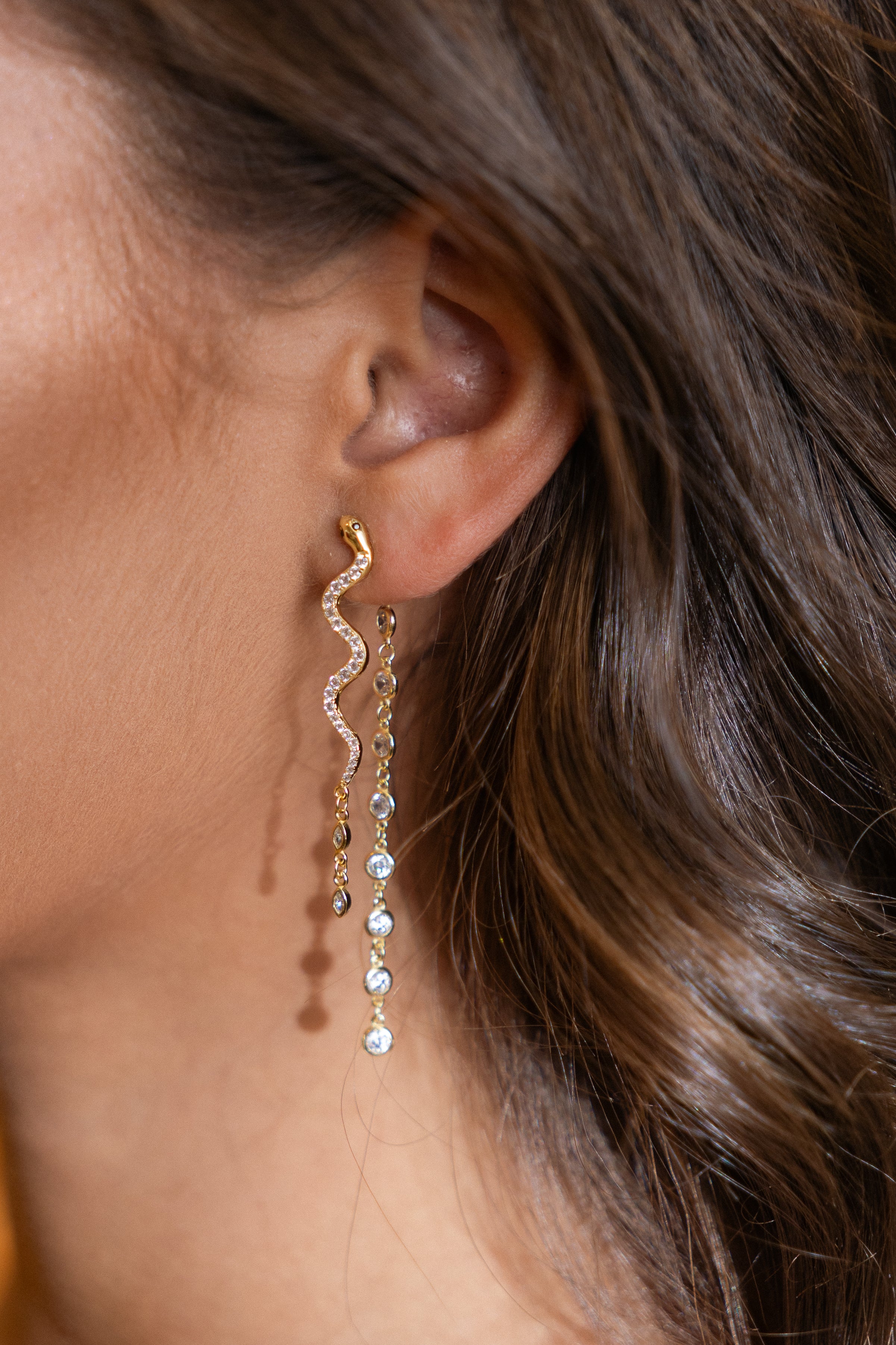 Aro Snakey & CZ Drop Dangle