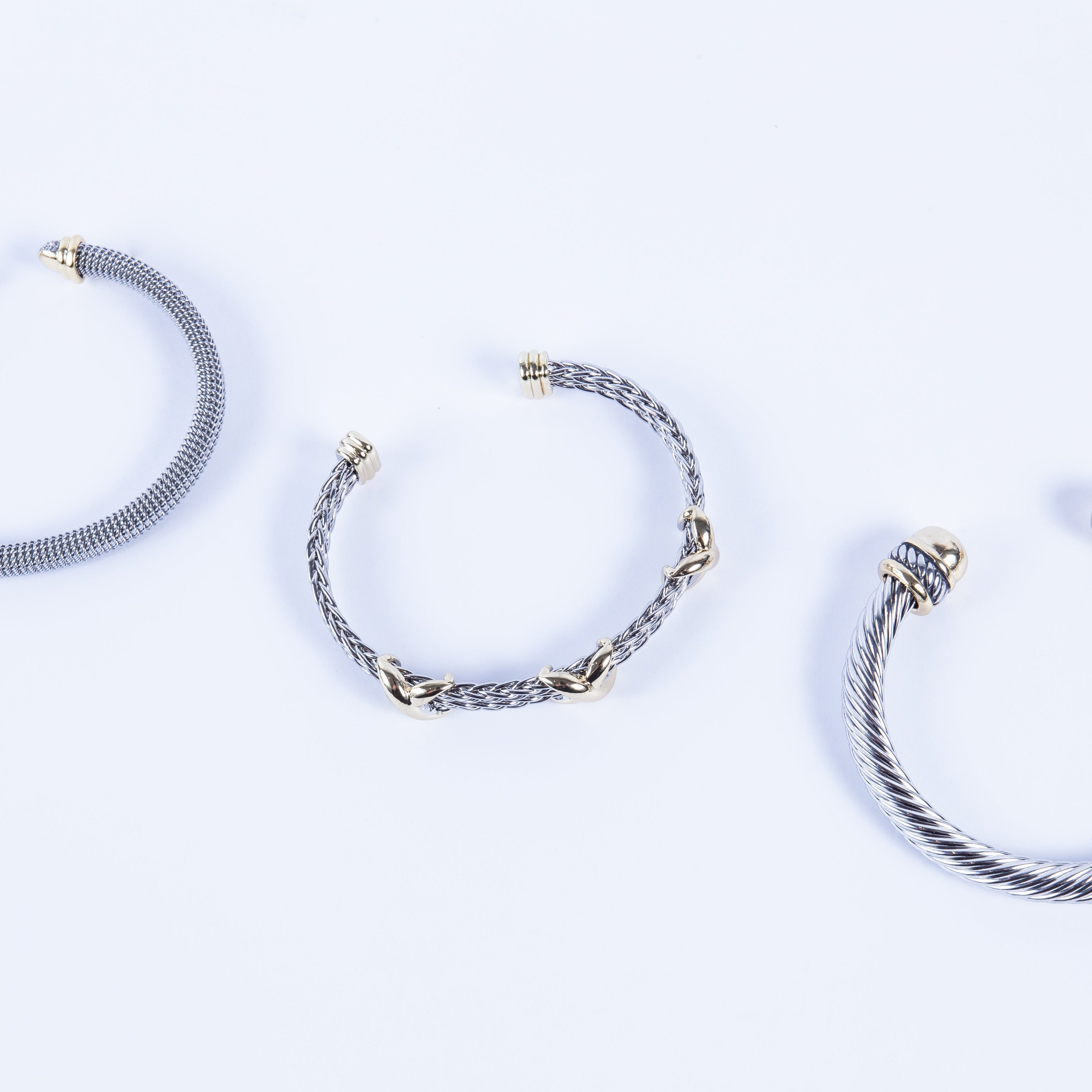 Pulsera Stainless Bicolor Rope & 3 XCuff