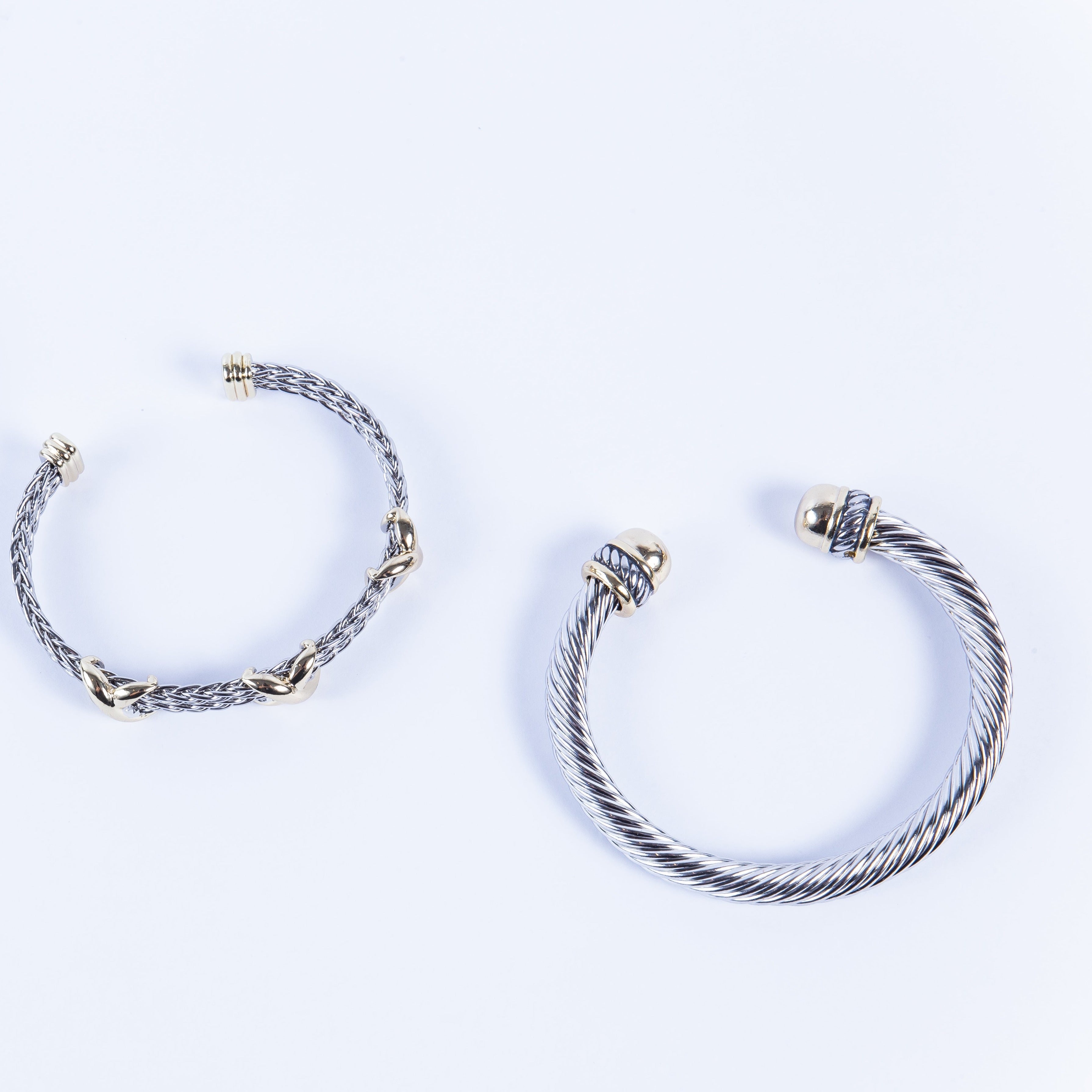 Pulsera Stainless Bicolor Rope & 2 Dots Cuff