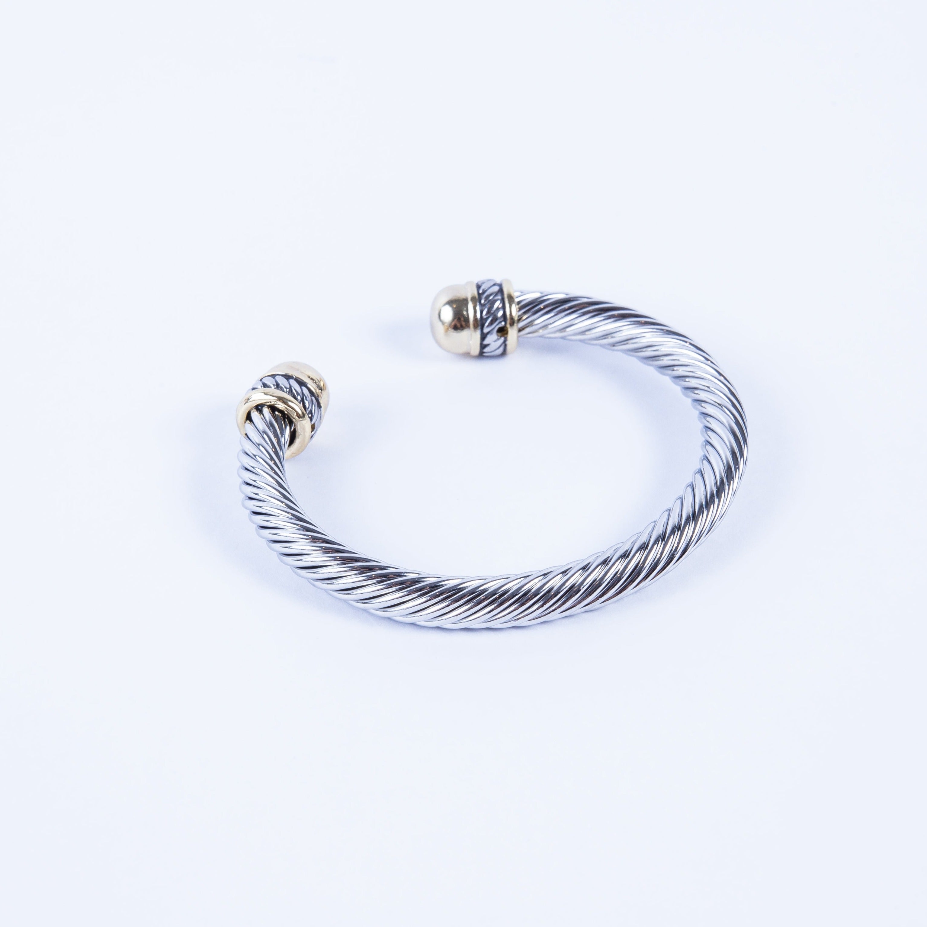Pulsera Stainless Bicolor Rope & 2 Dots Cuff