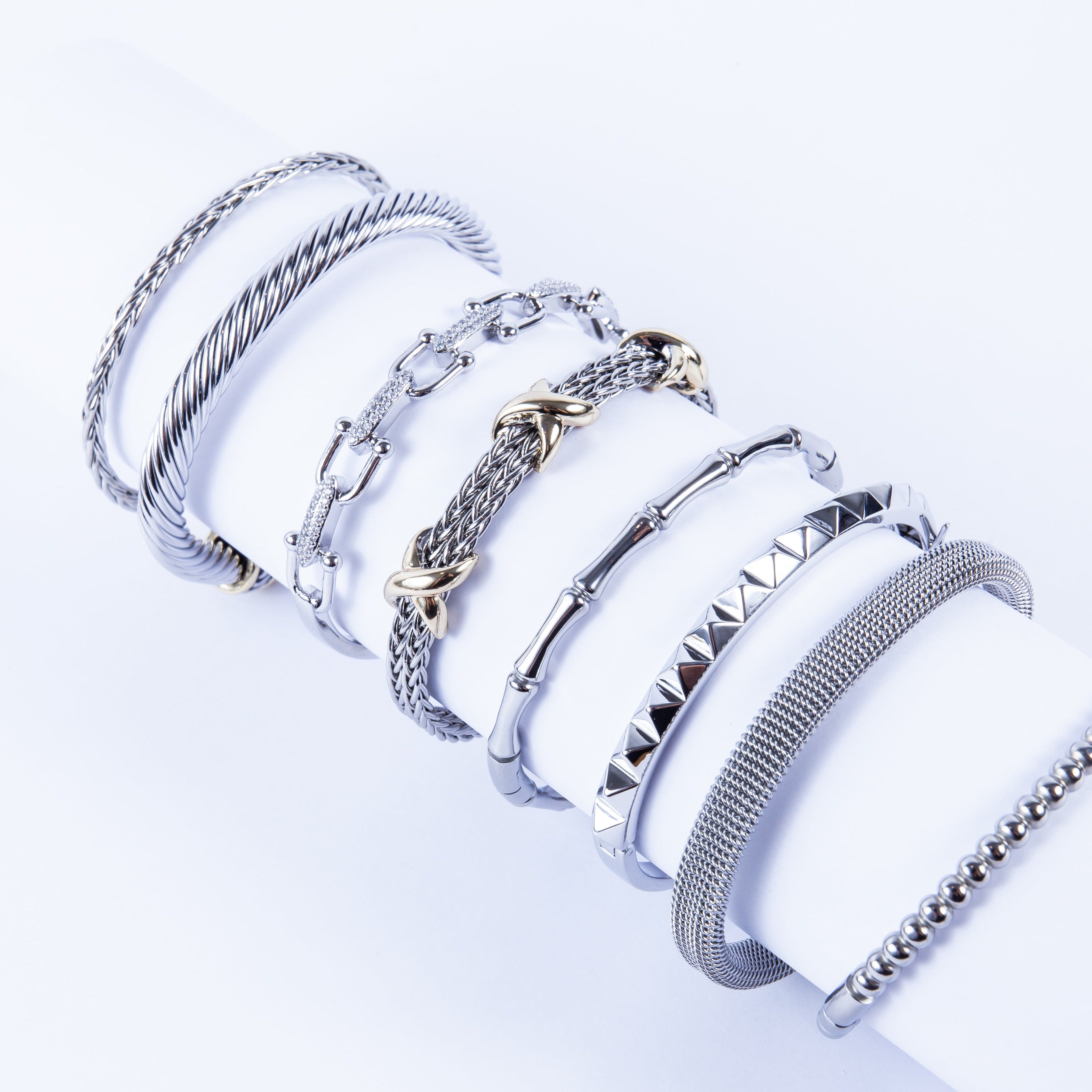 Pulsera Stainless Bicolor Rope & 3 XCuff