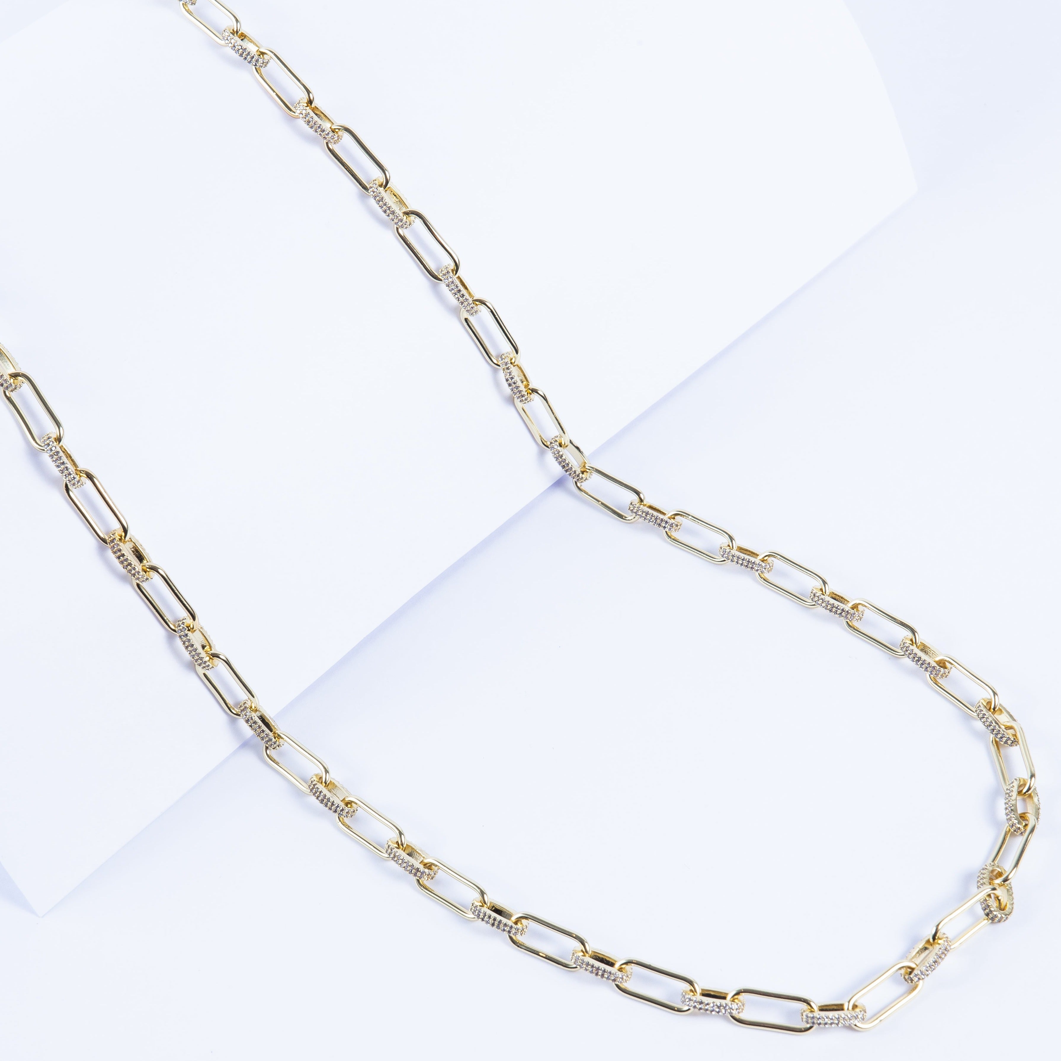 Collar Longy Chain CZ Tie 1mt Gold