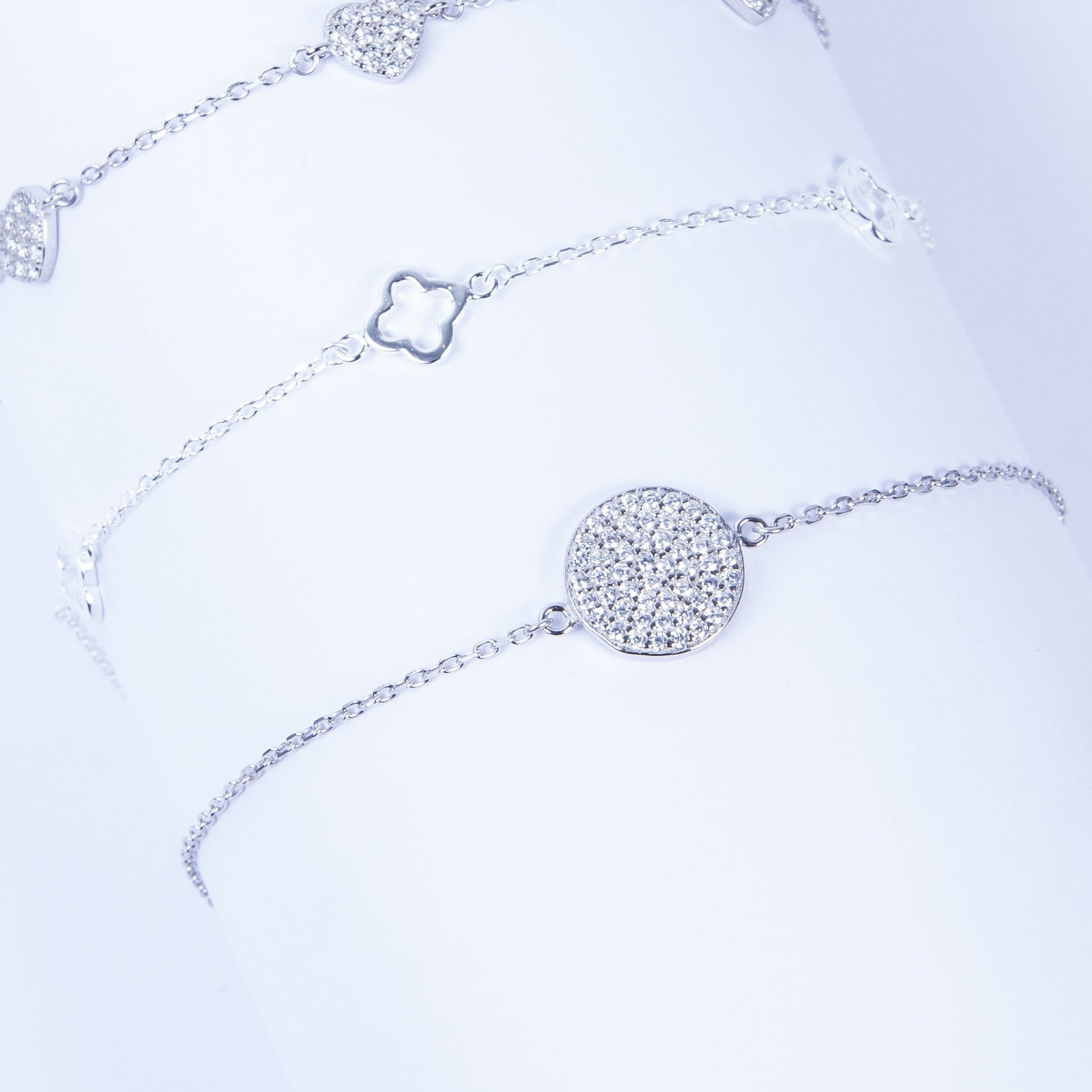 Pulsera SS Gran Pave Disc Silver
