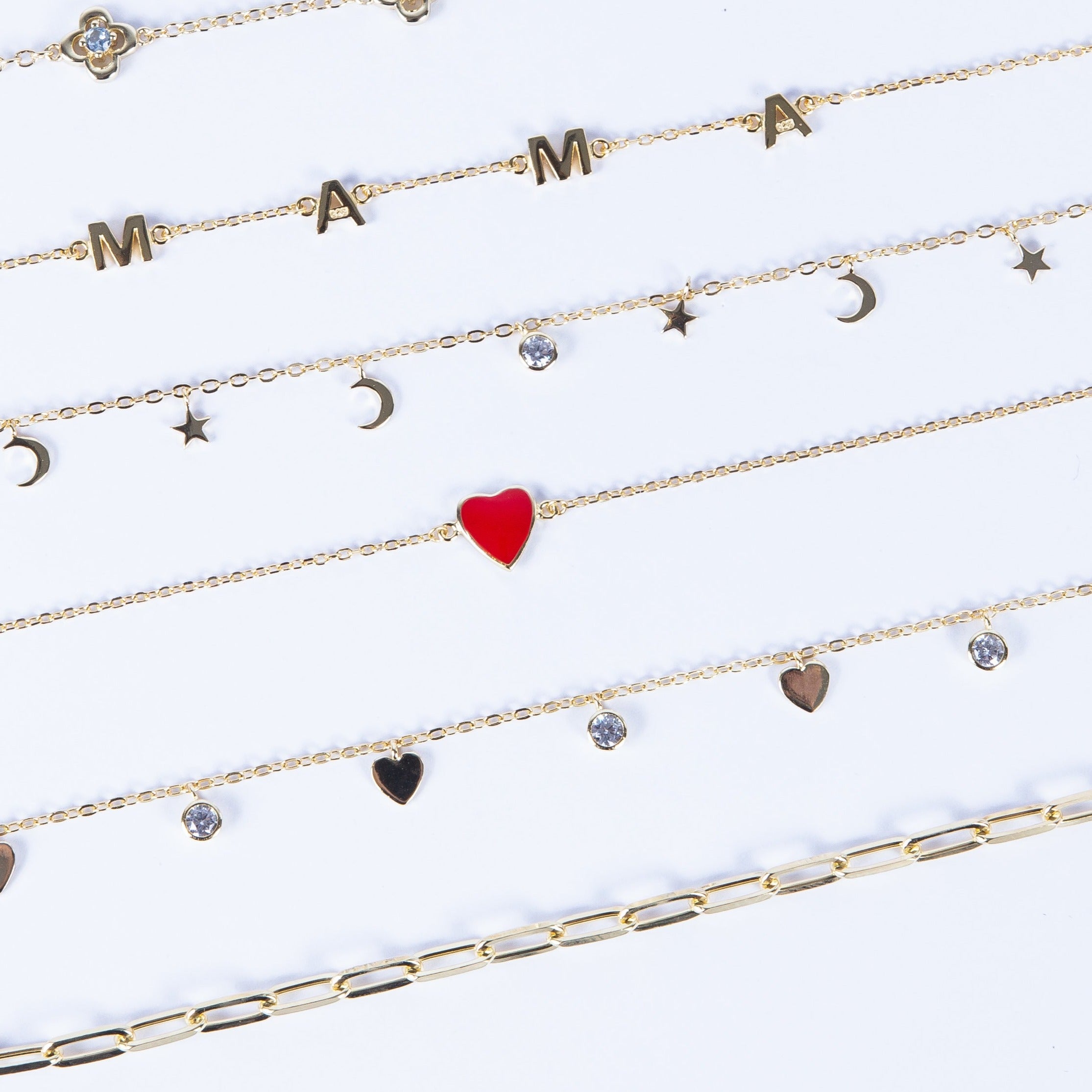 Pulsera SS Sided Enamel Heart Red Bracelet