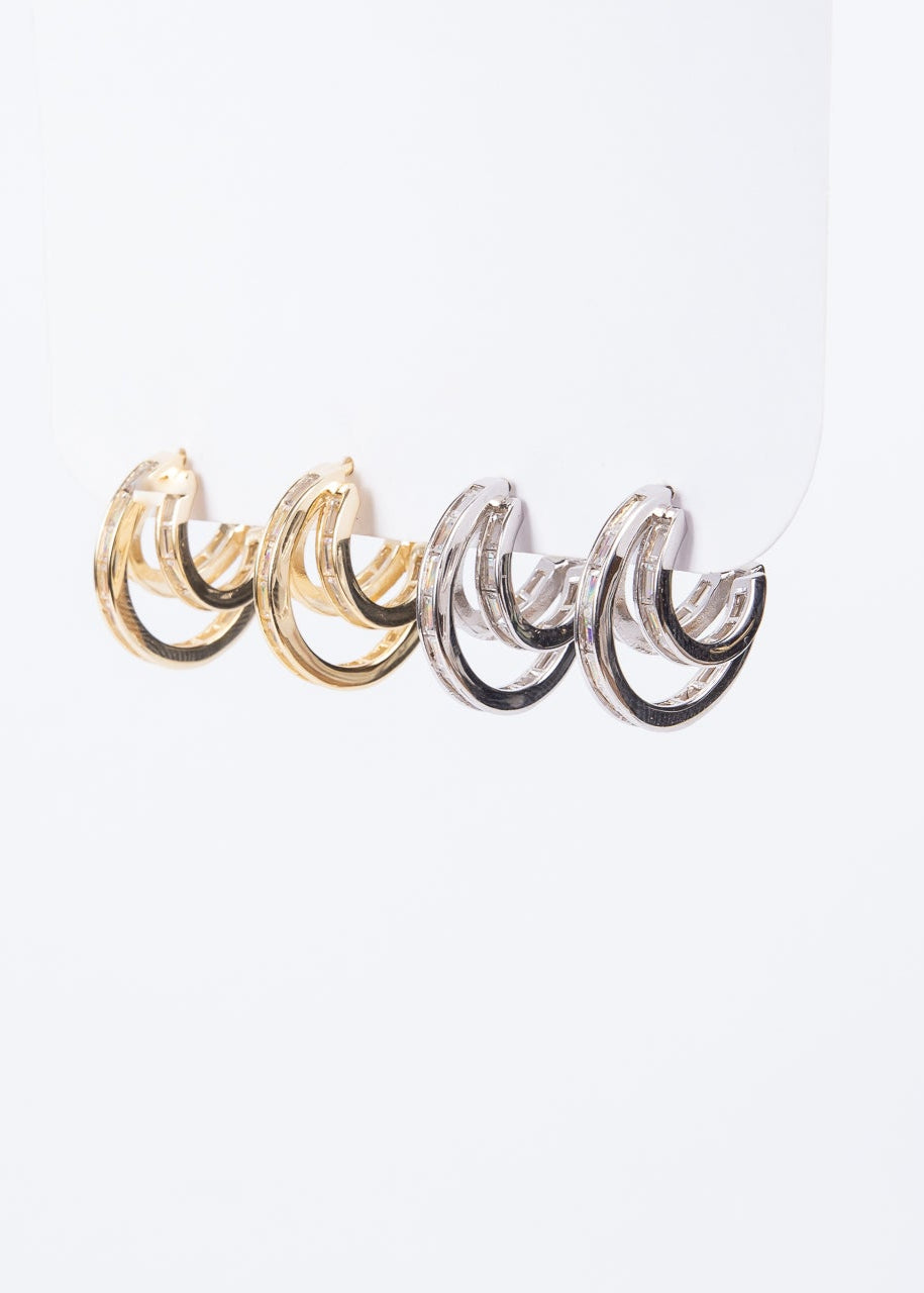 Aro Bagui Triple Cz Hoop