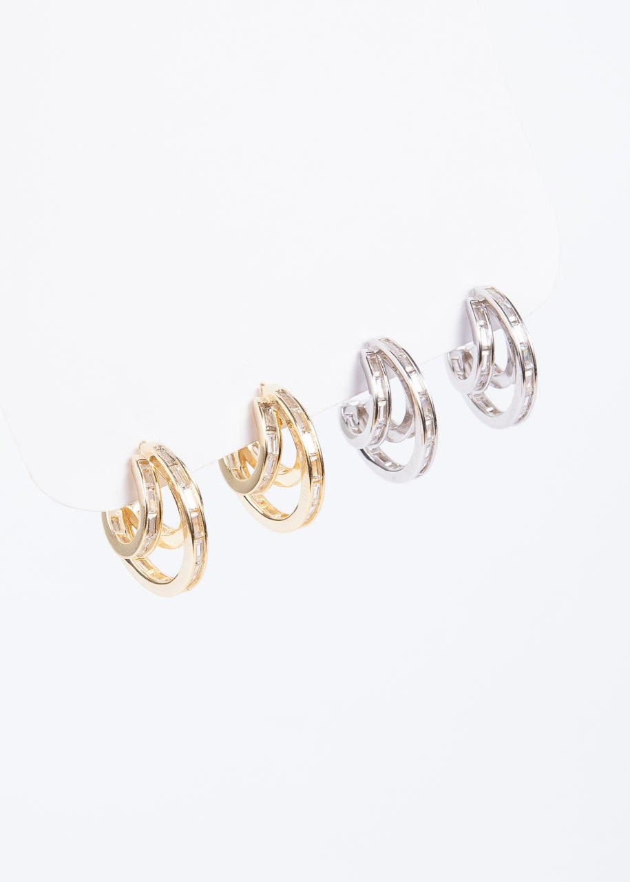 Aro Bagui Triple Cz Hoop