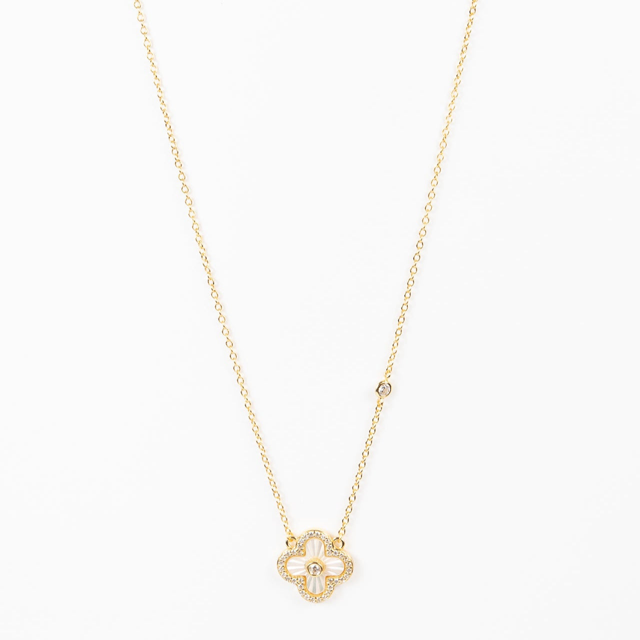 Collar Mirror MOP Clover CZ
