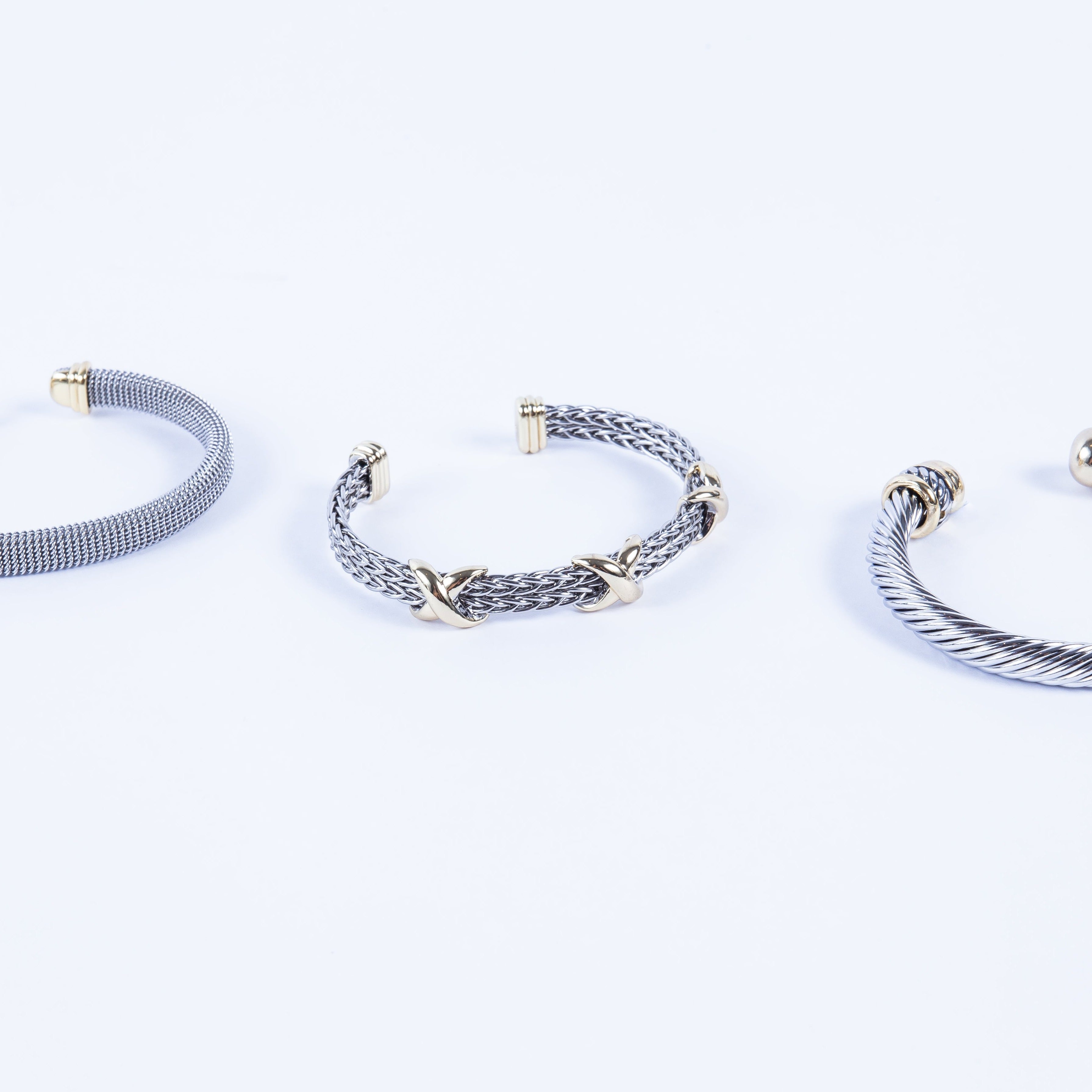 Pulsera Stainless Bicolor Rope & 3 XCuff