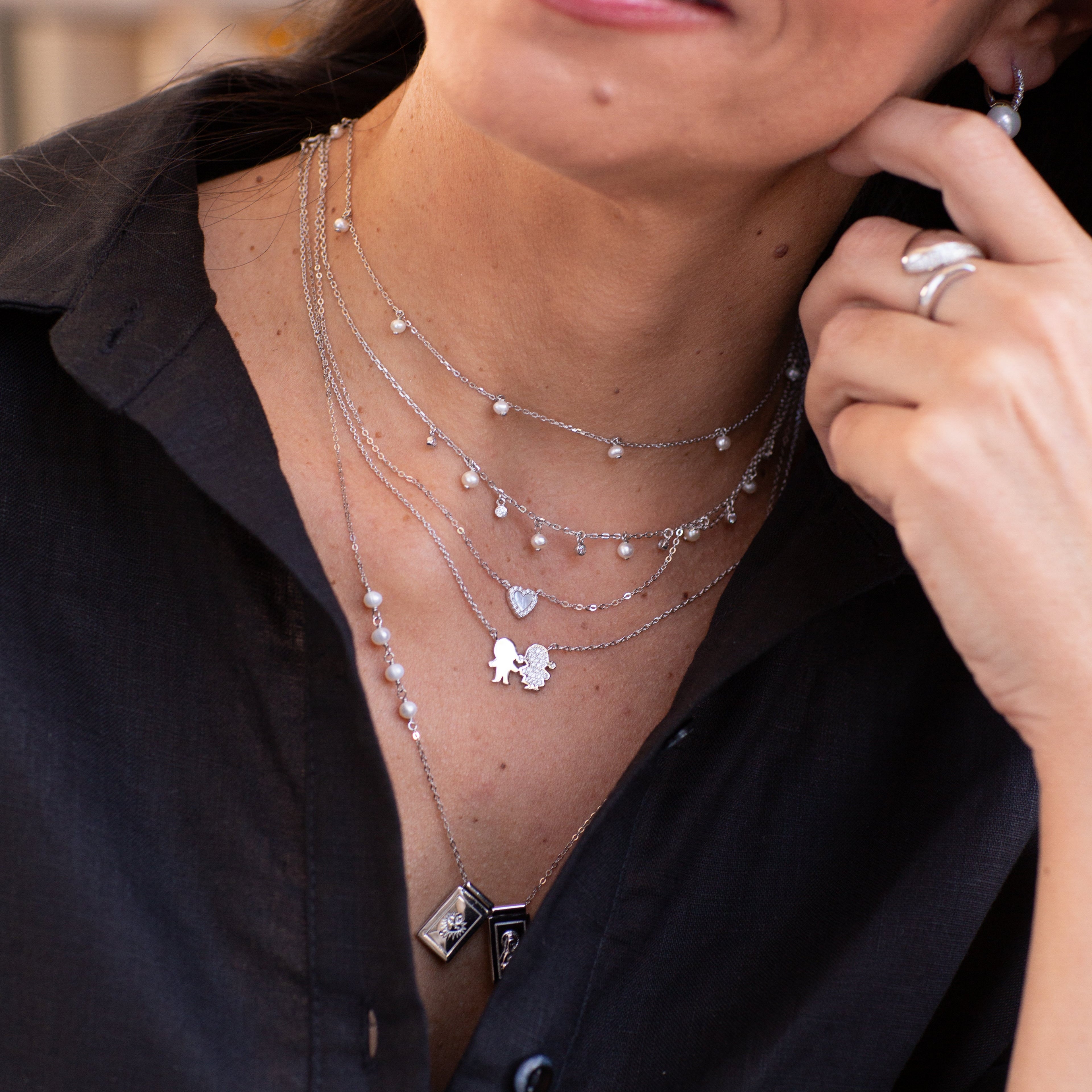 Collar Boy & Girl Plain CZ Necklace