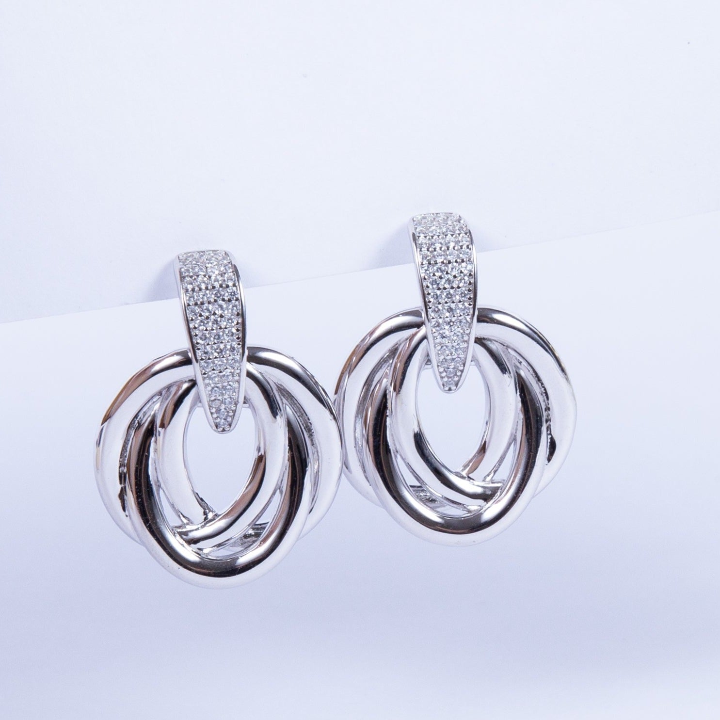 Aro Pyramid Cz stud with 3 Gran Sided Hoop