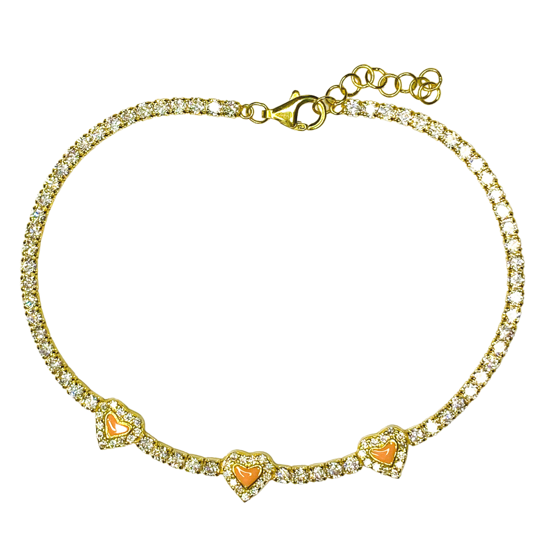 Hip Tennis Heart Bracelet Gold