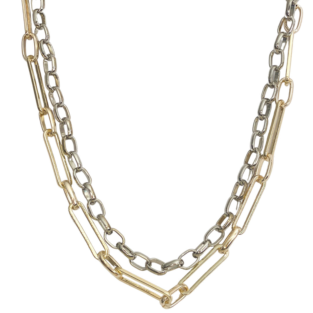 Collar Double Leri Chain Bicolor
